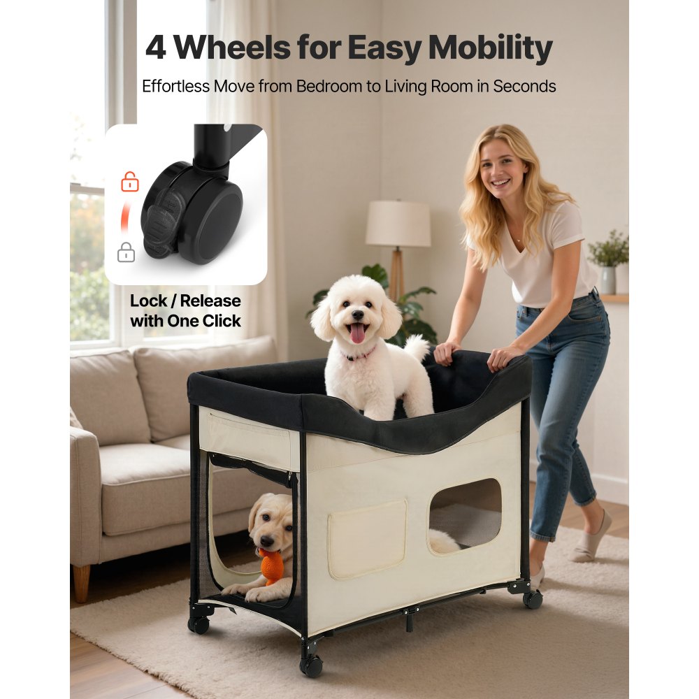 VEVOR Υπερυψωμένο Κρεβάτι για Κατοικίδια, Πτυσσόμενο Κρεβάτι Κουκέτας για Σκύλους με Ύφασμα Oxford 600D και Ολλανδικό Βελούδο, Φορητό Υπερυψωμένο Κρεβάτι με Ρόδες, Πλαϊνές Τσάντες Αποθήκευσης και Τσάντα Μεταφοράς για Γάτες & Σκύλους, XL, Μπεζ VEVOR Υπερυψωμένο Κρεβάτι για Κατοικίδια, Πτυσσόμενο Κρεβάτι Κουκέτας για Σκύλους με Ύφασμα Oxford 600D και Ολλανδικό Βελούδο, Φορητό Υπερυψωμένο Κρεβάτι με Ρόδες, Πλαϊνές Τσάντες Αποθήκευσης και Τσάντα Μεταφοράς για Γάτες & Σκύλους, XL, Μπεζ