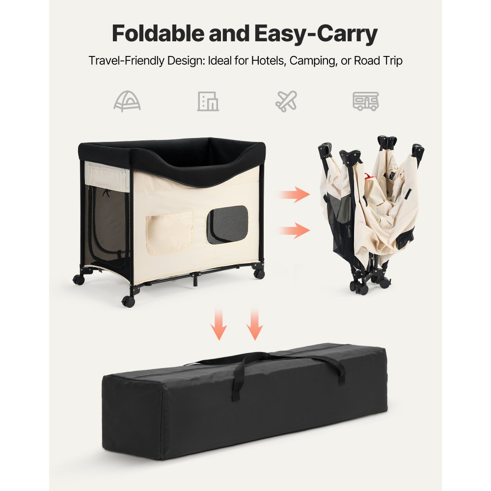 VEVOR Υπερυψωμένο Κρεβάτι για Κατοικίδια, Πτυσσόμενο Κρεβάτι Κουκέτας για Σκύλους με Ύφασμα Oxford 600D και Ολλανδικό Βελούδο, Φορητό Υπερυψωμένο Κρεβάτι με Ρόδες, Πλαϊνές Τσάντες Αποθήκευσης και Τσάντα Μεταφοράς για Γάτες & Σκύλους, XL, Μπεζ VEVOR Υπερυψωμένο Κρεβάτι για Κατοικίδια, Πτυσσόμενο Κρεβάτι Κουκέτας για Σκύλους με Ύφασμα Oxford 600D και Ολλανδικό Βελούδο, Φορητό Υπερυψωμένο Κρεβάτι με Ρόδες, Πλαϊνές Τσάντες Αποθήκευσης και Τσάντα Μεταφοράς για Γάτες & Σκύλους, XL, Μπεζ