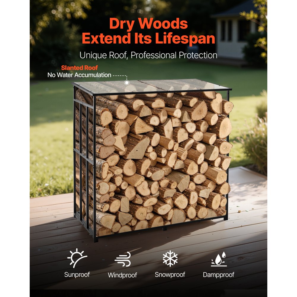Ράφι Καυσόξυλων VEVOR με Κεκλιμένη Στέγη, Εξωτερική Θήκη Καυσόξυλων 1,85 μ., Αποθήκη Ξύλων 1/4 με Κορδόνι, Μέγιστη Χωρητικότητα Βάρους 299 κιλά, Μεταλλική Ράφι Αποθήκευσης Ξύλου με Ηλεκτροστατική Βαφή για Τζάκι, Αυλή, Κήπο Ράφι Καυσόξυλων VEVOR με Κεκλιμένη Στέγη, Εξωτερική Θήκη Καυσόξυλων 1,85 μ., Αποθήκη Ξύλων 1/4 με Κορδόνι, Μέγιστη Χωρητικότητα Βάρους 299 κιλά, Μεταλλική Ράφι Αποθήκευσης Ξύλου με Ηλεκτροστατική Βαφή για Τζάκι, Αυλή, Κήπο