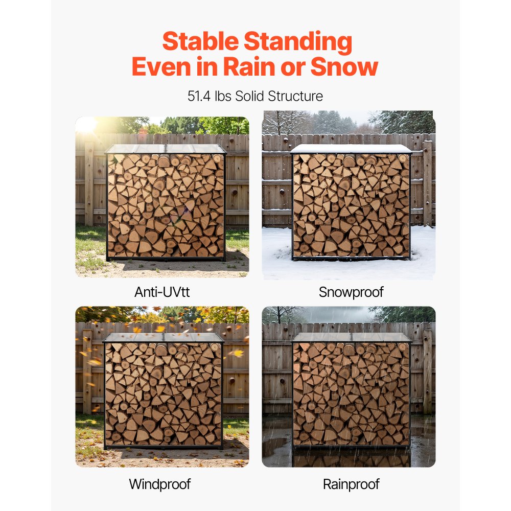 Ράφι Καυσόξυλων VEVOR με Κεκλιμένη Στέγη, Εξωτερική Θήκη Καυσόξυλων 1,85 μ., Αποθήκη Ξύλων 1/4 με Κορδόνι, Μέγιστη Χωρητικότητα Βάρους 299 κιλά, Μεταλλική Ράφι Αποθήκευσης Ξύλου με Ηλεκτροστατική Βαφή για Τζάκι, Αυλή, Κήπο Ράφι Καυσόξυλων VEVOR με Κεκλιμένη Στέγη, Εξωτερική Θήκη Καυσόξυλων 1,85 μ., Αποθήκη Ξύλων 1/4 με Κορδόνι, Μέγιστη Χωρητικότητα Βάρους 299 κιλά, Μεταλλική Ράφι Αποθήκευσης Ξύλου με Ηλεκτροστατική Βαφή για Τζάκι, Αυλή, Κήπο