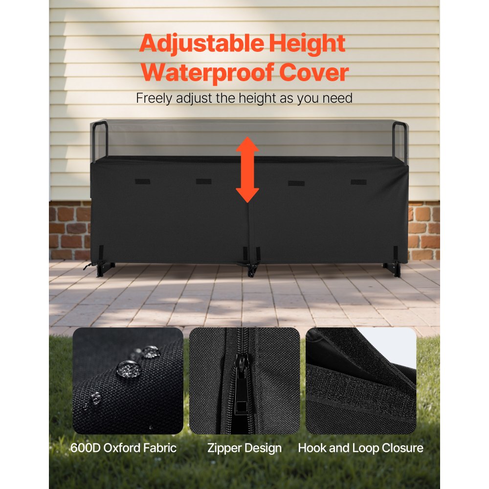 Ράφι Καυσόξυλων VEVOR με Αδιάβροχο Κάλυμμα, Βάση Καυσόξυλων Εξωτερικού Χώρου 2,57 μ., Μεταλλική Βάση Ξύλων 1/2 για Αποθήκευση Καλωδίου, Μέγιστη Χωρητικότητα Βάρους 299 κιλά, Κάλυψη από Πάνω, Ράφι Αποθήκευσης Ξύλων με Ηλεκτροστατική Βαφή για Τζάκι Ράφι Καυσόξυλων VEVOR με Αδιάβροχο Κάλυμμα, Βάση Καυσόξυλων Εξωτερικού Χώρου 2,57 μ., Μεταλλική Βάση Ξύλων 1/2 για Αποθήκευση Καλωδίου, Μέγιστη Χωρητικότητα Βάρους 299 κιλά, Κάλυψη από Πάνω, Ράφι Αποθήκευσης Ξύλων με Ηλεκτροστατική Βαφή για Τζάκι