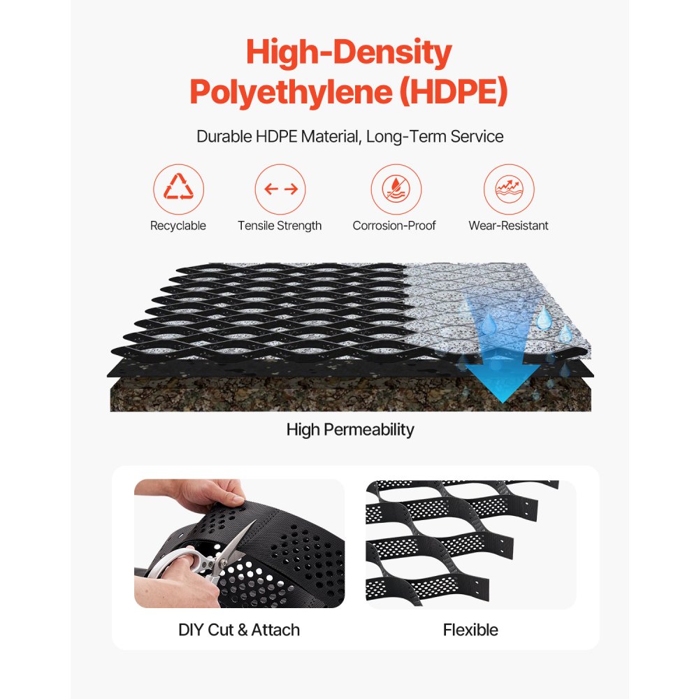 Πλέγμα χαλικιού VEVOR, βάθος 4 ιντσών, 17,06 x 8,86 πόδια / 5200 x 2700 mm, 1880 λίβρες ανά τετραγωνικό πόδι συγκράτησης χόρτου εδάφους, διαπερατά γεωπλέγματα σταθεροποίησης δρόμου, για κήπο, αυλή, πεζόδρομο, πλαγιές στάθμευσης τροχόσπιτων Πλέγμα χαλικιού VEVOR, βάθος 4 ιντσών, 17,06 x 8,86 πόδια / 5200 x 2700 mm, 1880 λίβρες ανά τετραγωνικό πόδι συγκράτησης χόρτου εδάφους, διαπερατά γεωπλέγματα σταθεροποίησης δρόμου, για κήπο, αυλή, πεζόδρομο, πλαγιές στάθμευσης τροχόσπιτων