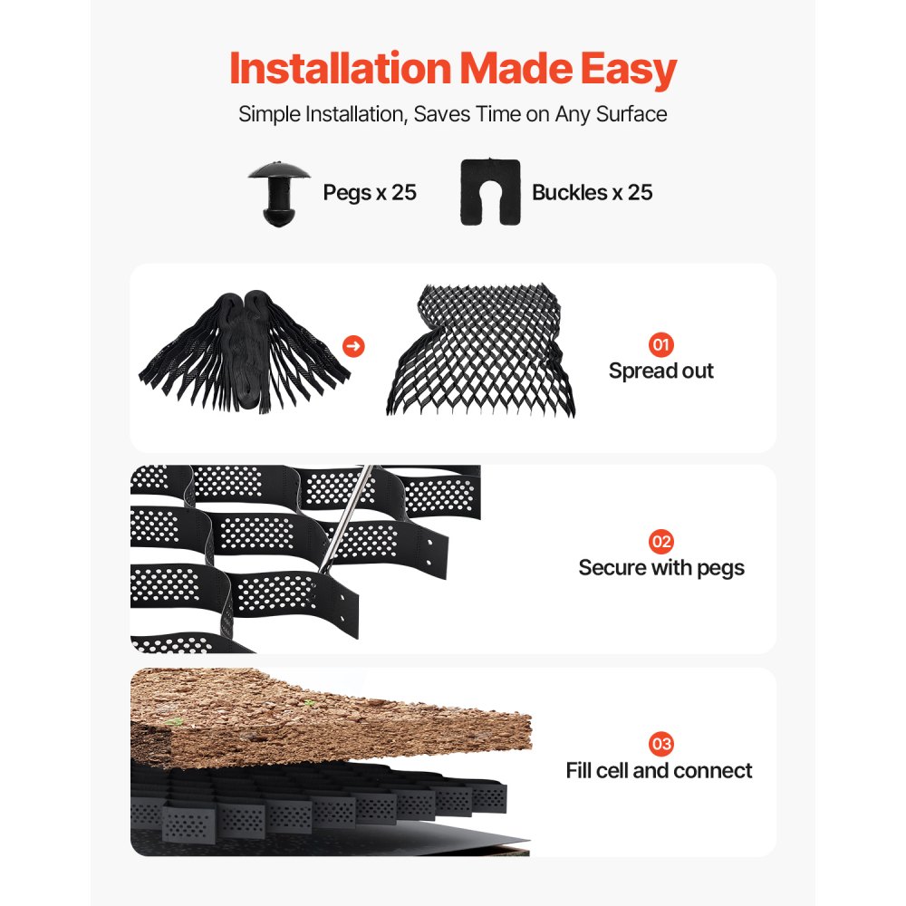 Πλέγμα χαλικιού VEVOR, βάθος 4 ιντσών, 17,06 x 8,86 πόδια / 5200 x 2700 mm, 1880 λίβρες ανά τετραγωνικό πόδι συγκράτησης χόρτου εδάφους, διαπερατά γεωπλέγματα σταθεροποίησης δρόμου, για κήπο, αυλή, πεζόδρομο, πλαγιές στάθμευσης τροχόσπιτων Πλέγμα χαλικιού VEVOR, βάθος 4 ιντσών, 17,06 x 8,86 πόδια / 5200 x 2700 mm, 1880 λίβρες ανά τετραγωνικό πόδι συγκράτησης χόρτου εδάφους, διαπερατά γεωπλέγματα σταθεροποίησης δρόμου, για κήπο, αυλή, πεζόδρομο, πλαγιές στάθμευσης τροχόσπιτων