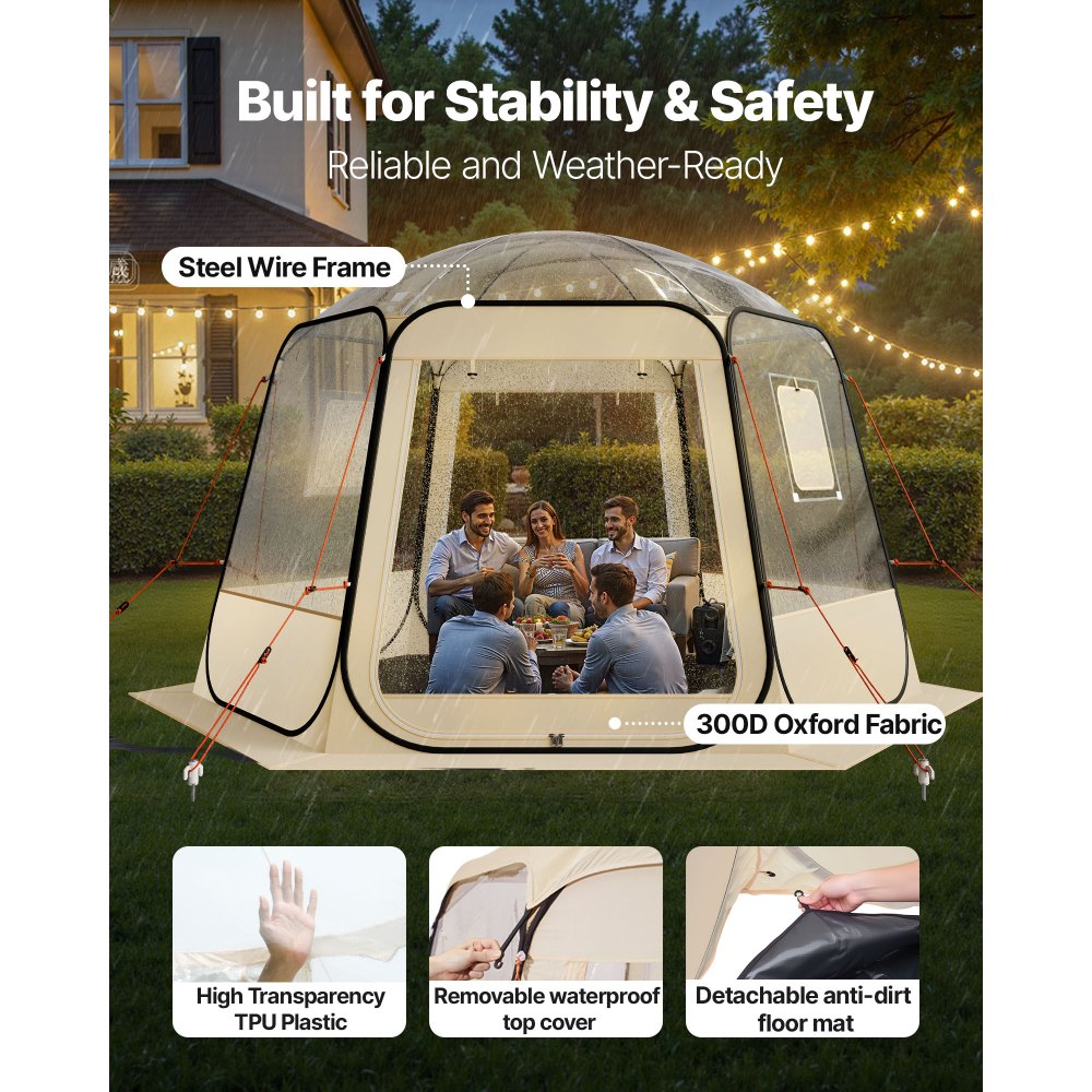 VEVOR Αναδιπλούμενη Σκηνή Bubble, 3,36 x 3,05 m Αδιάβροχη & Ανθεκτική στην UV ακτινοβολία, Διαφανής Σκηνή Camping, Εξωτερικές Σκηνές Igloo με Θόλο Κήπου και Παράθυρα, Πανοραμική Θέα 540°, για 8-10 Άτομα, Αυλή και Βεράντα VEVOR Αναδιπλούμενη Σκηνή Bubble, 3,36 x 3,05 m Αδιάβροχη & Ανθεκτική στην UV ακτινοβολία, Διαφανής Σκηνή Camping, Εξωτερικές Σκηνές Igloo με Θόλο Κήπου και Παράθυρα, Πανοραμική Θέα 540°, για 8-10 Άτομα, Αυλή και Βεράντα
