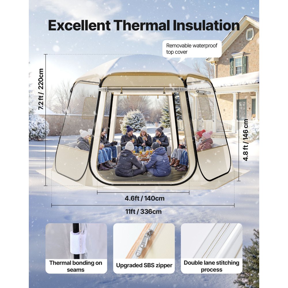 VEVOR Αναδιπλούμενη Σκηνή Bubble, 3,36 x 3,05 m Αδιάβροχη & Ανθεκτική στην UV ακτινοβολία, Διαφανής Σκηνή Camping, Εξωτερικές Σκηνές Igloo με Θόλο Κήπου και Παράθυρα, Πανοραμική Θέα 540°, για 8-10 Άτομα, Αυλή και Βεράντα VEVOR Αναδιπλούμενη Σκηνή Bubble, 3,36 x 3,05 m Αδιάβροχη & Ανθεκτική στην UV ακτινοβολία, Διαφανής Σκηνή Camping, Εξωτερικές Σκηνές Igloo με Θόλο Κήπου και Παράθυρα, Πανοραμική Θέα 540°, για 8-10 Άτομα, Αυλή και Βεράντα