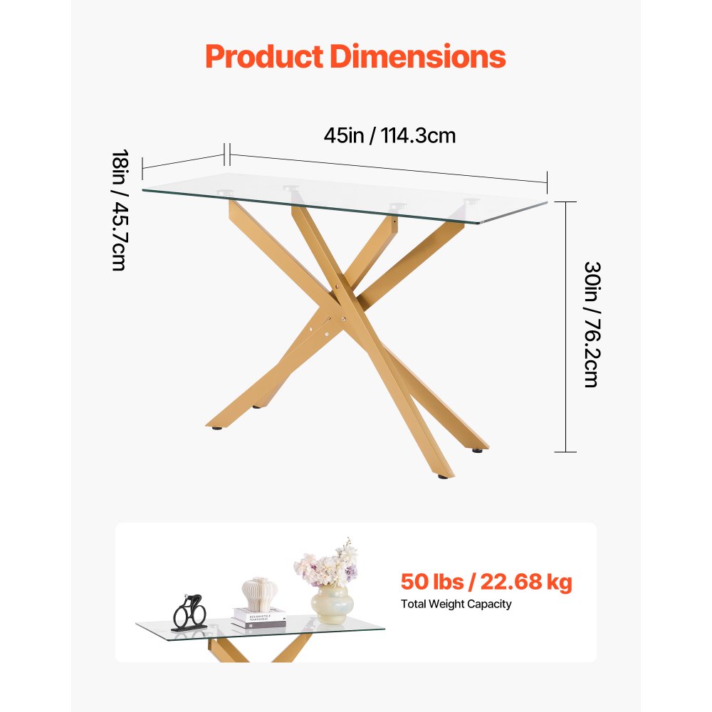 Τραπεζάκι σαλονιού VEVOR από γυαλί, μοντέρνο ορθογώνιο βοηθητικό τραπεζάκι καναπέ με επιφάνεια από σκληρυμένο γυαλί και σιδερένια σταυροπόδια, χρυσαφί γεωμετρικό γραφείο κονσόλας με ρυθμιζόμενα αντιολισθητικά υποπόδια για σαλόνι, είσοδο, φουαγιέ Τραπεζάκι σαλονιού VEVOR από γυαλί, μοντέρνο ορθογώνιο βοηθητικό τραπεζάκι καναπέ με επιφάνεια από σκληρυμένο γυαλί και σιδερένια σταυροπόδια, χρυσαφί γεωμετρικό γραφείο κονσόλας με ρυθμιζόμενα αντιολισθητικά υποπόδια για σαλόνι, είσοδο, φουαγιέ