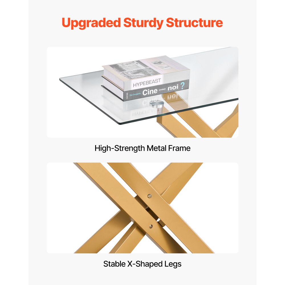 Τραπεζάκι σαλονιού VEVOR από γυαλί, μοντέρνο ορθογώνιο βοηθητικό τραπεζάκι καναπέ με επιφάνεια από σκληρυμένο γυαλί και σιδερένια σταυροπόδια, χρυσαφί γεωμετρικό γραφείο κονσόλας με ρυθμιζόμενα αντιολισθητικά υποπόδια για σαλόνι, είσοδο, φουαγιέ Τραπεζάκι σαλονιού VEVOR από γυαλί, μοντέρνο ορθογώνιο βοηθητικό τραπεζάκι καναπέ με επιφάνεια από σκληρυμένο γυαλί και σιδερένια σταυροπόδια, χρυσαφί γεωμετρικό γραφείο κονσόλας με ρυθμιζόμενα αντιολισθητικά υποπόδια για σαλόνι, είσοδο, φουαγιέ