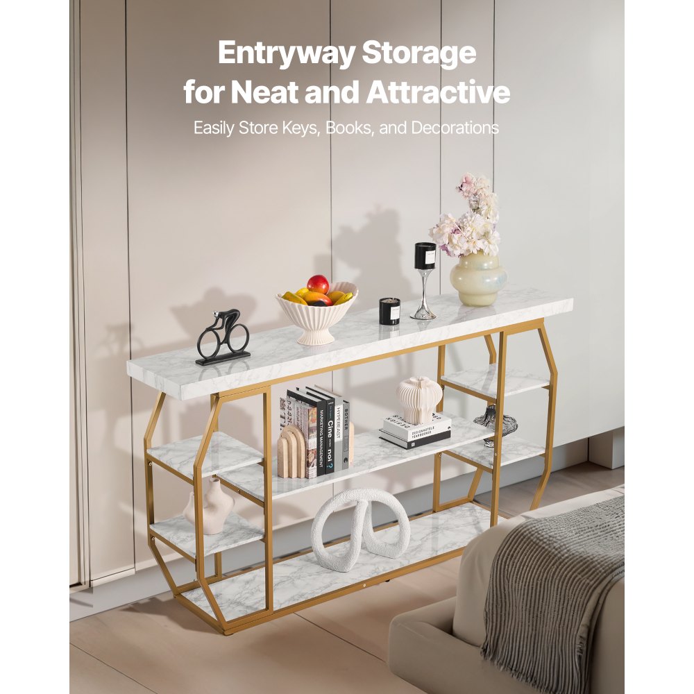 Τραπέζι κονσόλας VEVOR από μάρμαρο, μοντέρνο τραπέζι κονσόλας 3 επιπέδων για ανοιχτή αποθήκευση, χρυσό γεωμετρικό τραπέζι με σιδερένιους σωλήνες, συσκευή κατά της ανατροπής και τριγωνική στήριξη για σαλόνι, διάδρομο, είσοδο, φουαγιέ Τραπέζι κονσόλας VEVOR από μάρμαρο, μοντέρνο τραπέζι κονσόλας 3 επιπέδων για ανοιχτή αποθήκευση, χρυσό γεωμετρικό τραπέζι με σιδερένιους σωλήνες, συσκευή κατά της ανατροπής και τριγωνική στήριξη για σαλόνι, διάδρομο, είσοδο, φουαγιέ