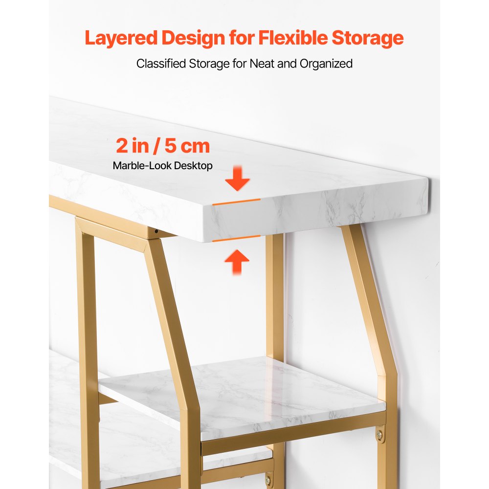 Τραπέζι κονσόλας VEVOR από μάρμαρο, μοντέρνο τραπέζι κονσόλας 3 επιπέδων για ανοιχτή αποθήκευση, χρυσό γεωμετρικό τραπέζι με σιδερένιους σωλήνες, συσκευή κατά της ανατροπής και τριγωνική στήριξη για σαλόνι, διάδρομο, είσοδο, φουαγιέ Τραπέζι κονσόλας VEVOR από μάρμαρο, μοντέρνο τραπέζι κονσόλας 3 επιπέδων για ανοιχτή αποθήκευση, χρυσό γεωμετρικό τραπέζι με σιδερένιους σωλήνες, συσκευή κατά της ανατροπής και τριγωνική στήριξη για σαλόνι, διάδρομο, είσοδο, φουαγιέ