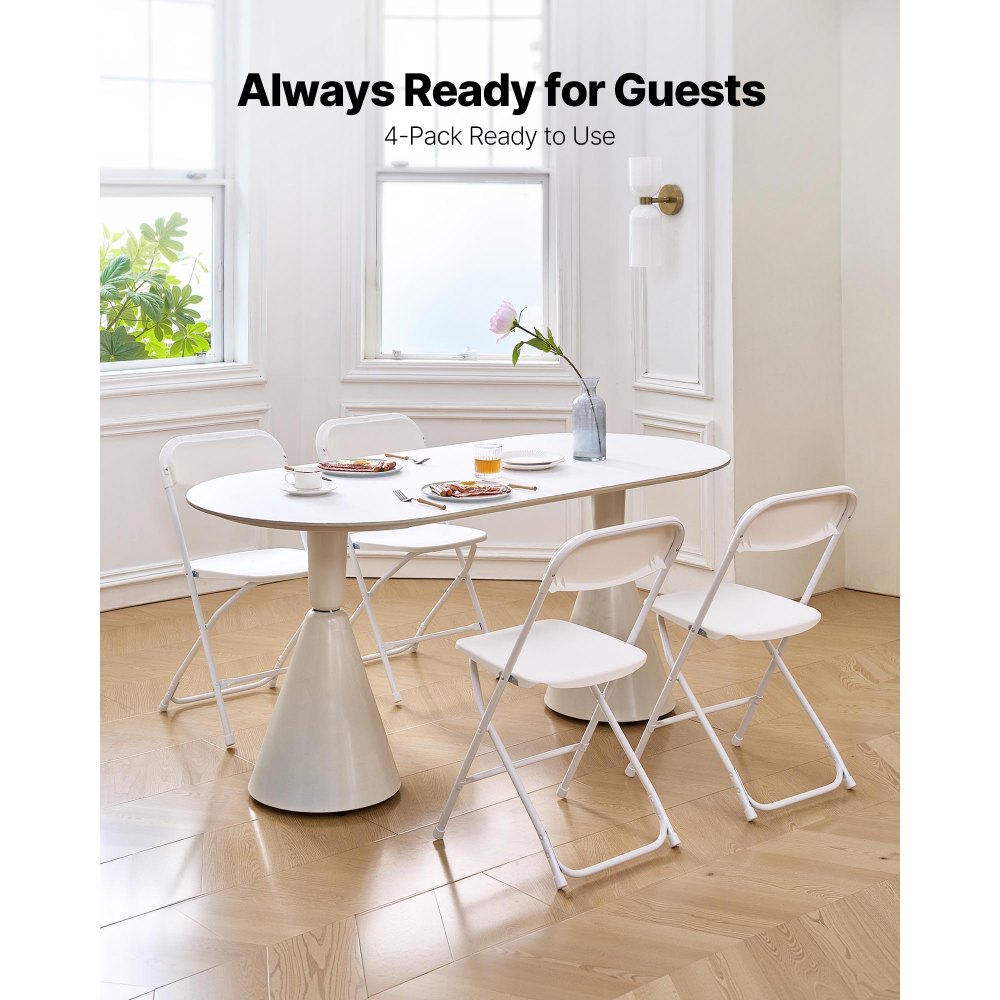 Πακέτο 4 πτυσσόμενων καρεκλών VEVOR, πτυσσόμενες πλαστικές καρέκλες με μεταλλικό σκελετό βαρέως τύπου, φορητές πτυσσόμενες καρέκλες τραπεζιού με κάρτες, στοιβαζόμενα εσωτερικά και εξωτερικά καθίσματα για σπίτι, αυλή, κήπο, πάρτι, εκδηλώσεις, λευκό Πακέτο 4 πτυσσόμενων καρεκλών VEVOR, πτυσσόμενες πλαστικές καρέκλες με μεταλλικό σκελετό βαρέως τύπου, φορητές πτυσσόμενες καρέκλες τραπεζιού με κάρτες, στοιβαζόμενα εσωτερικά και εξωτερικά καθίσματα για σπίτι, αυλή, κήπο, πάρτι, εκδηλώσεις, λευκό