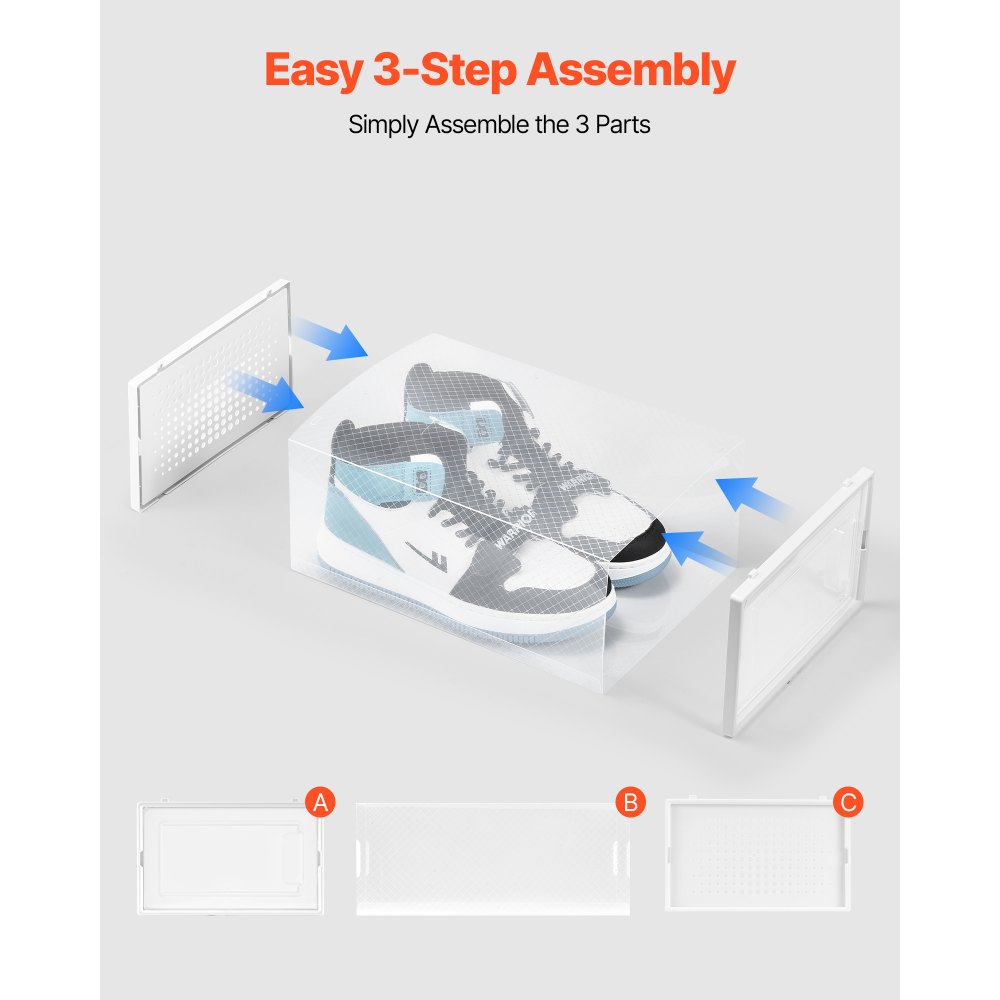 Κουτιά αποθήκευσης παπουτσιών VEVOR, 12 στοιβαζόμενα κουτιά παπουτσιών, οργανωτές αποθήκευσης, κατάλληλα έως μέγεθος 11 ΗΠΑ, πλαστικά αρθρωτά δοχεία αθλητικών παπουτσιών που εξοικονομούν χώρο για την αποθήκευση ψηλών τακουνιών, μποτών και καπέλων, λευκό πλαίσιο Κουτιά αποθήκευσης παπουτσιών VEVOR, 12 στοιβαζόμενα κουτιά παπουτσιών, οργανωτές αποθήκευσης, κατάλληλα έως μέγεθος 11 ΗΠΑ, πλαστικά αρθρωτά δοχεία αθλητικών παπουτσιών που εξοικονομούν χώρο για την αποθήκευση ψηλών τακουνιών, μποτών και καπέλων, λευκό πλαίσιο