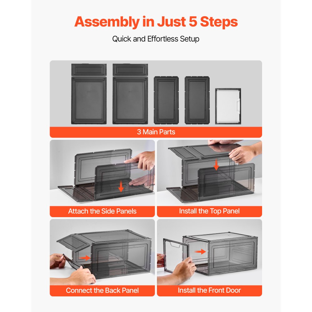 Κουτιά αποθήκευσης παπουτσιών VEVOR, Συσκευασία 9 τεμαχίων με διαφανή στοιβαζόμενα κουτιά παπουτσιών, οργανωτές αποθήκευσης με μαγνητική πόρτα, Χωρητικότητα έως και μέγεθος 13 ΗΠΑ, Πλαστικά δοχεία για αθλητικά παπούτσια για ψηλοτάκουνα, μπότες και καπέλα, Διαφανές μαύρο Κουτιά αποθήκευσης παπουτσιών VEVOR, Συσκευασία 9 τεμαχίων με διαφανή στοιβαζόμενα κουτιά παπουτσιών, οργανωτές αποθήκευσης με μαγνητική πόρτα, Χωρητικότητα έως και μέγεθος 13 ΗΠΑ, Πλαστικά δοχεία για αθλητικά παπούτσια για ψηλοτάκουνα, μπότες και καπέλα, Διαφανές μαύρο