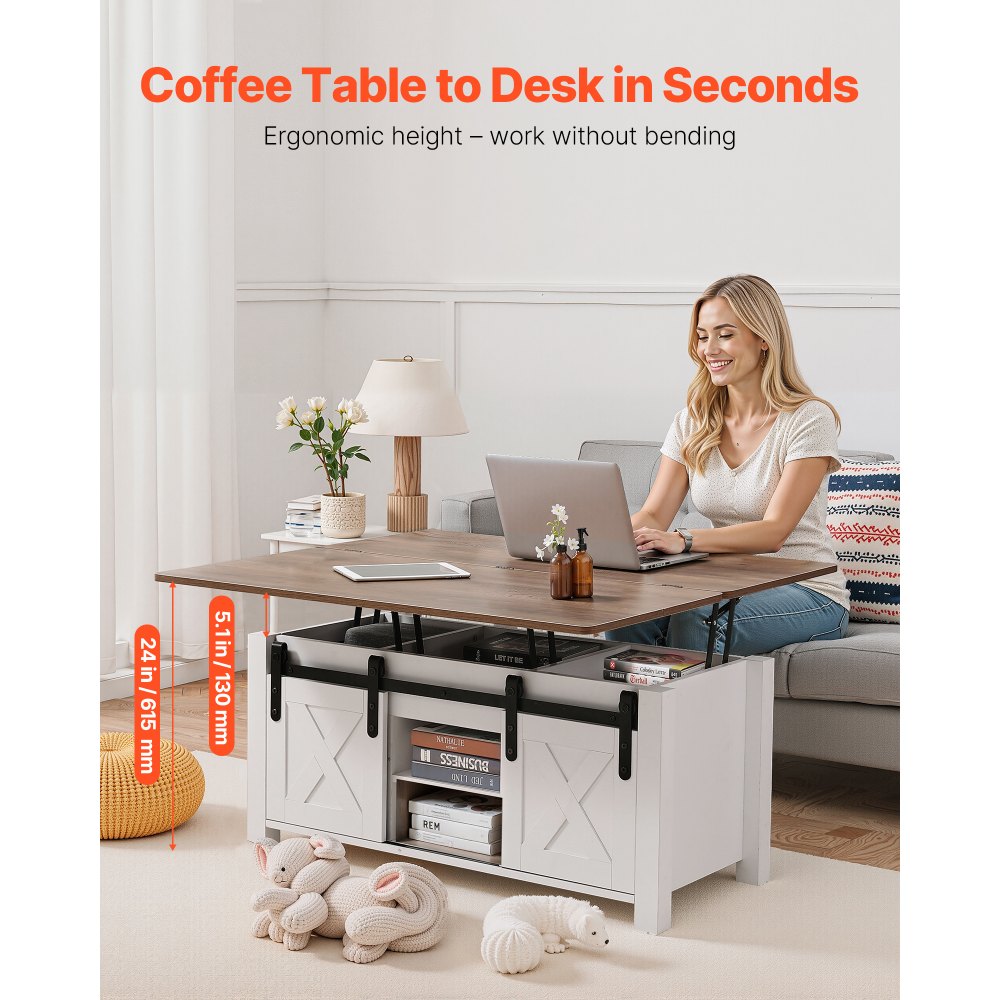 Τραπεζάκι σαλονιού VEVOR 1000 mm με ανυψούμενη επιφάνεια, Ρουστίκ κεντρικό τραπέζι με πόρτα αχυρώνα και κρυφό χώρο αποθήκευσης, Μοντέρνα ορθογώνια ανυψούμενη επιφάνεια τραπεζιού για σαλόνι, γραφείο, σπίτι, εύκολη συναρμολόγηση, καφέ Τραπεζάκι σαλονιού VEVOR 1000 mm με ανυψούμενη επιφάνεια, Ρουστίκ κεντρικό τραπέζι με πόρτα αχυρώνα και κρυφό χώρο αποθήκευσης, Μοντέρνα ορθογώνια ανυψούμενη επιφάνεια τραπεζιού για σαλόνι, γραφείο, σπίτι, εύκολη συναρμολόγηση, καφέ