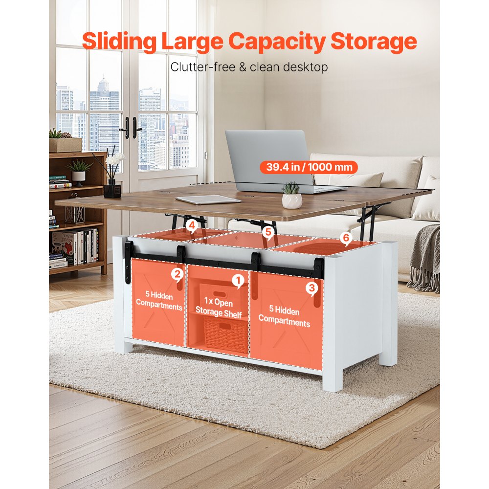 Τραπεζάκι σαλονιού VEVOR 1000 mm με ανυψούμενη επιφάνεια, Ρουστίκ κεντρικό τραπέζι με πόρτα αχυρώνα και κρυφό χώρο αποθήκευσης, Μοντέρνα ορθογώνια ανυψούμενη επιφάνεια τραπεζιού για σαλόνι, γραφείο, σπίτι, εύκολη συναρμολόγηση, καφέ Τραπεζάκι σαλονιού VEVOR 1000 mm με ανυψούμενη επιφάνεια, Ρουστίκ κεντρικό τραπέζι με πόρτα αχυρώνα και κρυφό χώρο αποθήκευσης, Μοντέρνα ορθογώνια ανυψούμενη επιφάνεια τραπεζιού για σαλόνι, γραφείο, σπίτι, εύκολη συναρμολόγηση, καφέ