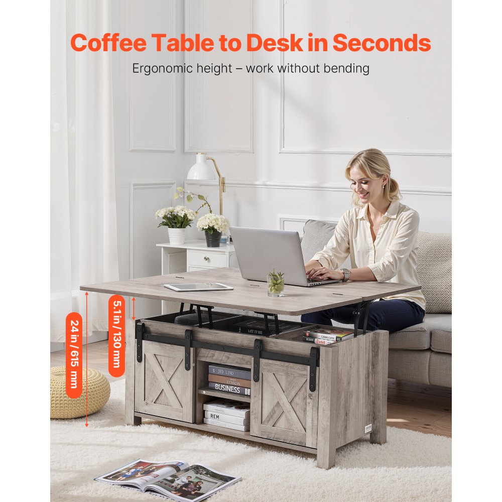 Τραπεζάκι σαλονιού VEVOR 1000 mm με ανυψούμενη επιφάνεια, Ρουστίκ κεντρικό τραπέζι με πόρτα αχυρώνα και κρυφό χώρο αποθήκευσης, Μοντέρνα ορθογώνια ανυψούμενη επιφάνεια τραπεζιού για σαλόνι, γραφείο, σπίτι, εύκολη συναρμολόγηση, δρυς Τραπεζάκι σαλονιού VEVOR 1000 mm με ανυψούμενη επιφάνεια, Ρουστίκ κεντρικό τραπέζι με πόρτα αχυρώνα και κρυφό χώρο αποθήκευσης, Μοντέρνα ορθογώνια ανυψούμενη επιφάνεια τραπεζιού για σαλόνι, γραφείο, σπίτι, εύκολη συναρμολόγηση, δρυς