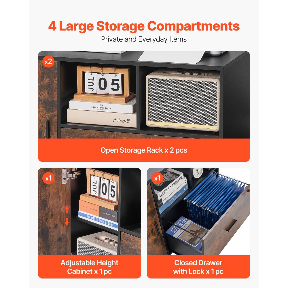 Ξύλινη αρχειοθήκη VEVOR, Κινητό αρχειοθήκη με ανοιχτά ράφια, Πλευρική κυλιόμενη αποθήκευση αρχείων με κλειδαριά και ρυθμιζόμενα ράφια, Ελεύθερη βάση εκτυπωτή για σπίτι, γραφείο, σχολείο, ρουστίκ καφέ Ξύλινη αρχειοθήκη VEVOR, Κινητό αρχειοθήκη με ανοιχτά ράφια, Πλευρική κυλιόμενη αποθήκευση αρχείων με κλειδαριά και ρυθμιζόμενα ράφια, Ελεύθερη βάση εκτυπωτή για σπίτι, γραφείο, σχολείο, ρουστίκ καφέ