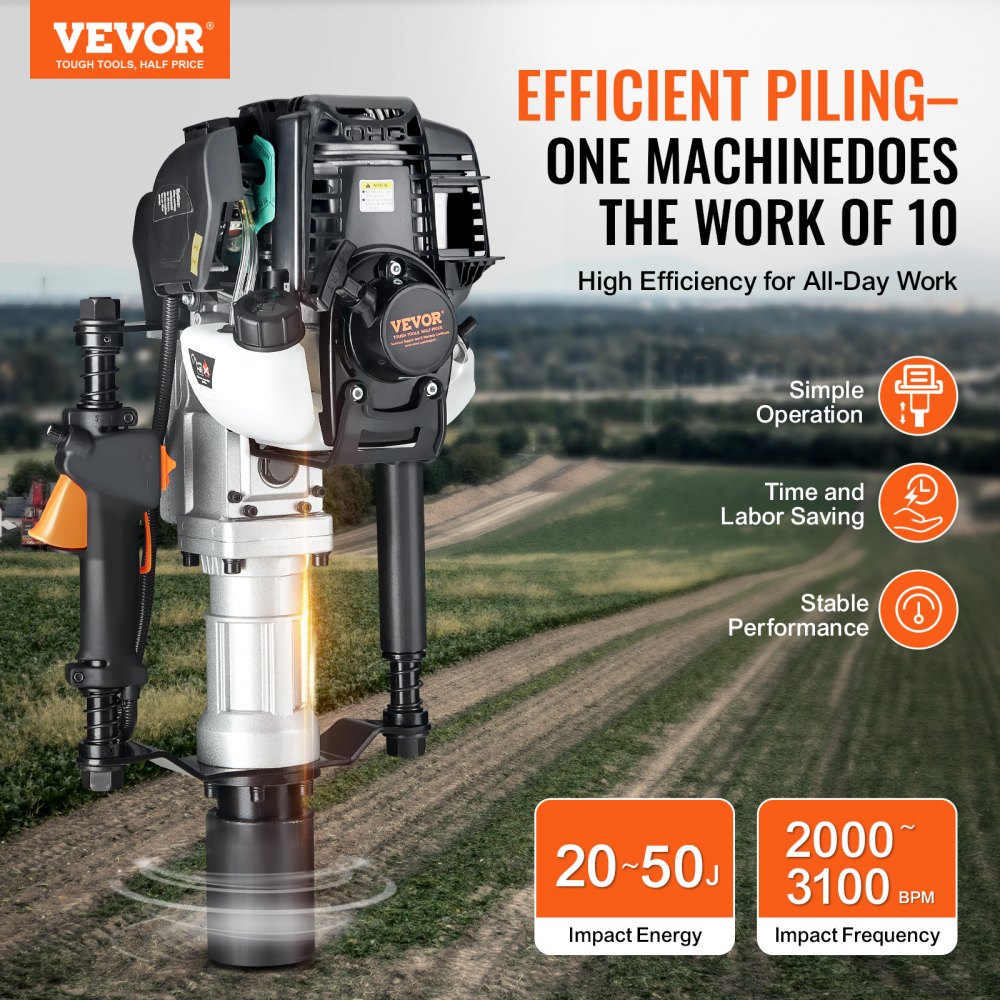 VEVOR 37,77cc βενζινοκίνητος οδηγός στύλων T, 4χρονος βενζινοκινητήρας, με κεφαλή οδήγησης 2 στύλων (55/70 mm), φορητός οδηγός στύλων 1000W για περιφράξεις αγροκτημάτων, ράντσου, βελτιώσεις δρόμων VEVOR 37,77cc βενζινοκίνητος οδηγός στύλων T, 4χρονος βενζινοκινητήρας, με κεφαλή οδήγησης 2 στύλων (55/70 mm), φορητός οδηγός στύλων 1000W για περιφράξεις αγροκτημάτων, ράντσου, βελτιώσεις δρόμων