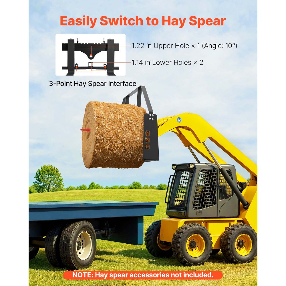 Πιρούνια παλετών VEVOR Skid Steer, Ονομαστική χωρητικότητα 1814 kg, Προσάρτημα πλαισίου πιρουνιού παλέτας με λεπίδες περονοφόρου ανυψωτικού 122 cm, Δέκτης ρυμούλκησης 50,8 mm και μανίκια λόγχης, Κατάλληλο για Skid Steer, Τρακτέρ Πιρούνια παλετών VEVOR Skid Steer, Ονομαστική χωρητικότητα 1814 kg, Προσάρτημα πλαισίου πιρουνιού παλέτας με λεπίδες περονοφόρου ανυψωτικού 122 cm, Δέκτης ρυμούλκησης 50,8 mm και μανίκια λόγχης, Κατάλληλο για Skid Steer, Τρακτέρ