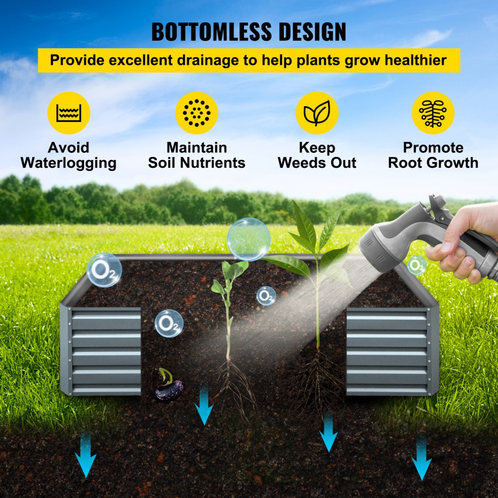 Γαλβανισμένο υπερυψωμένο παρτέρι VEVOR, μεταλλικό κουτί γλάστρας 80\" x 40\" x 19\", γκρι κιτ υπερυψωμένου παρτεριού κήπου από χάλυβα, γλάστρες εξωτερικού χώρου για καλλιέργεια λαχανικών, λουλουδιών, φρούτων, βοτάνων και παχύφυτων Γαλβανισμένο υπερυψωμένο παρτέρι VEVOR, μεταλλικό κουτί γλάστρας 80\" x 40\" x 19\", γκρι κιτ υπερυψωμένου παρτεριού κήπου από χάλυβα, γλάστρες εξωτερικού χώρου για καλλιέργεια λαχανικών, λουλουδιών, φρούτων, βοτάνων και παχύφυτων