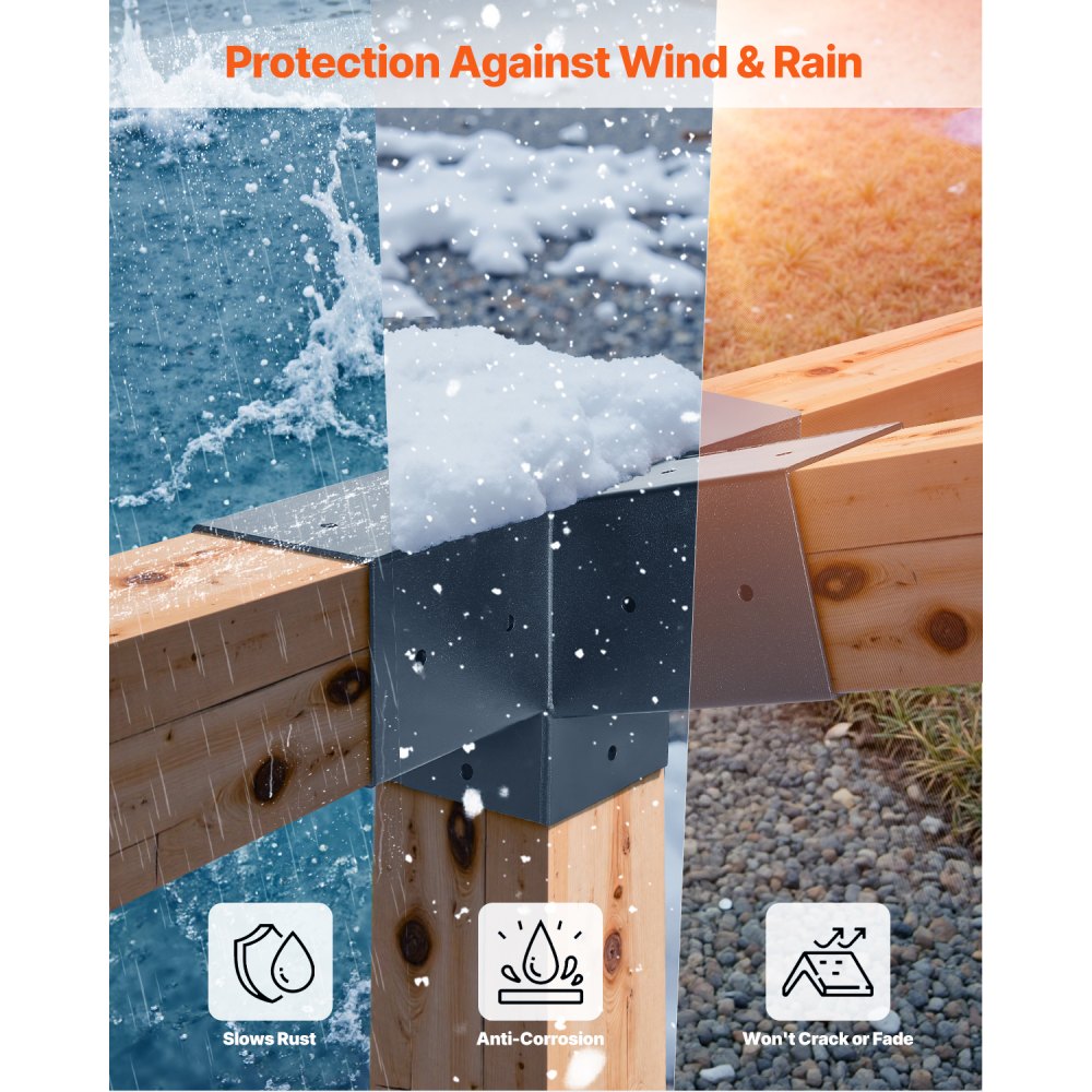 Κιτ πέργκολας VEVOR, κεκλιμένη βάση 4x4 ιντσών 4 κατευθύνσεων για ξύλινες δοκούς 92 x 92 mm σε πραγματικό μέγεθος, βάση πέργκολας από ανθρακούχο χάλυβα με βάση στύλου και βάση τοίχου, για εξωτερικές πέργκολες, κιόσκια, υπόστεγα Κιτ πέργκολας VEVOR, κεκλιμένη βάση 4x4 ιντσών 4 κατευθύνσεων για ξύλινες δοκούς 92 x 92 mm σε πραγματικό μέγεθος, βάση πέργκολας από ανθρακούχο χάλυβα με βάση στύλου και βάση τοίχου, για εξωτερικές πέργκολες, κιόσκια, υπόστεγα