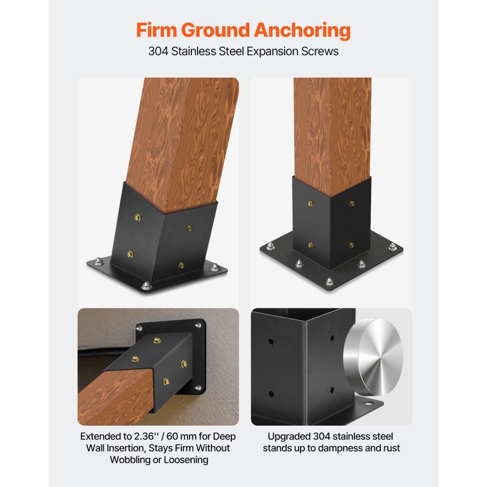 Κιτ πέργκολας VEVOR, κεκλιμένη βάση 4x4 ιντσών 4 κατευθύνσεων για ξύλινες δοκούς 92 x 92 mm σε πραγματικό μέγεθος, βάση πέργκολας από ανθρακούχο χάλυβα με βάση στύλου και βάση τοίχου, για εξωτερικές πέργκολες, κιόσκια, υπόστεγα Κιτ πέργκολας VEVOR, κεκλιμένη βάση 4x4 ιντσών 4 κατευθύνσεων για ξύλινες δοκούς 92 x 92 mm σε πραγματικό μέγεθος, βάση πέργκολας από ανθρακούχο χάλυβα με βάση στύλου και βάση τοίχου, για εξωτερικές πέργκολες, κιόσκια, υπόστεγα