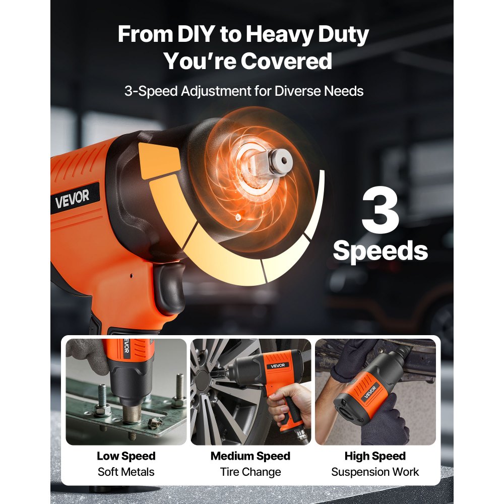Κρουστικό κλειδί αέρα VEVOR, πνευματικό κρουστικό κλειδί 1/2" με κίνηση έως 1490N.m αντίστροφη ροπή, ρυθμιζόμενο και ελαφρύ πνευματικό πιστόλι 4 ταχυτήτων 7500RPM για επισκευές και συντήρηση αυτοκινήτων Κρουστικό κλειδί αέρα VEVOR, πνευματικό κρουστικό κλειδί 1/2" με κίνηση έως 1490N.m αντίστροφη ροπή, ρυθμιζόμενο και ελαφρύ πνευματικό πιστόλι 4 ταχυτήτων 7500RPM για επισκευές και συντήρηση αυτοκινήτων