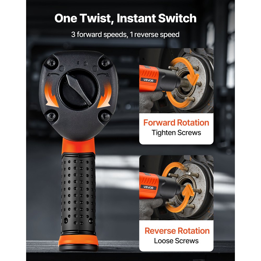 Κρουστικό κλειδί αέρα VEVOR, πνευματικό κρουστικό κλειδί 1/2" με κίνηση έως 1490N.m αντίστροφη ροπή, ρυθμιζόμενο και ελαφρύ πνευματικό πιστόλι 4 ταχυτήτων 7500RPM για επισκευές και συντήρηση αυτοκινήτων Κρουστικό κλειδί αέρα VEVOR, πνευματικό κρουστικό κλειδί 1/2" με κίνηση έως 1490N.m αντίστροφη ροπή, ρυθμιζόμενο και ελαφρύ πνευματικό πιστόλι 4 ταχυτήτων 7500RPM για επισκευές και συντήρηση αυτοκινήτων