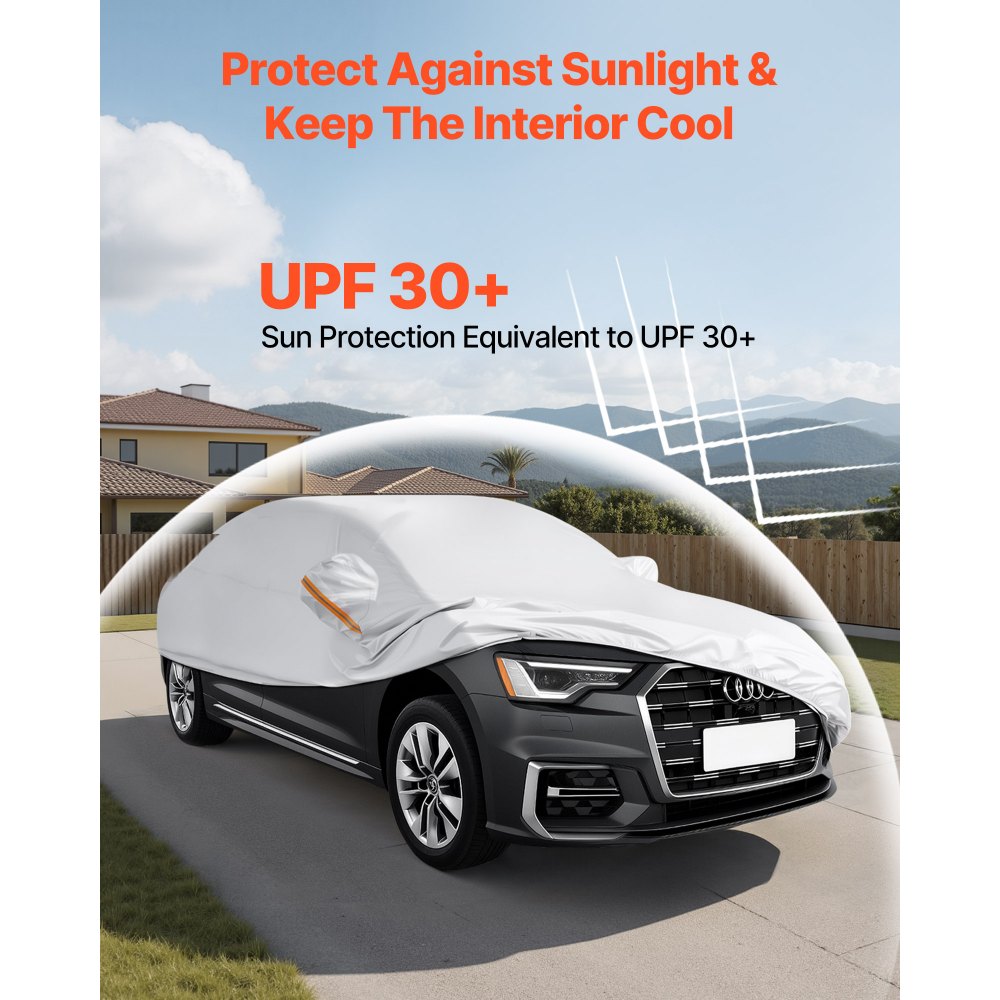 Κάλυμμα αυτοκινήτου VEVOR, Αδιάβροχο κάλυμμα αυτοκινήτου για μοντέλα ευρωπαϊκών αυτοκινήτων Sedan πλήρους μεγέθους, Προσαρμοσμένη εφαρμογή παντός καιρού, ήλιος, βροχή, άνεμος, σκόνη, χιόνι, προστασία από σκόνη, πλήρες εξωτερικό κάλυμμα με φερμουάρ πόρτας και βαμβακερή επένδυση, ασημί Κάλυμμα αυτοκινήτου VEVOR, Αδιάβροχο κάλυμμα αυτοκινήτου για μοντέλα ευρωπαϊκών αυτοκινήτων Sedan πλήρους μεγέθους, Προσαρμοσμένη εφαρμογή παντός καιρού, ήλιος, βροχή, άνεμος, σκόνη, χιόνι, προστασία από σκόνη, πλήρες εξωτερικό κάλυμμα με φερμουάρ πόρτας και βαμβακερή επένδυση, ασημί