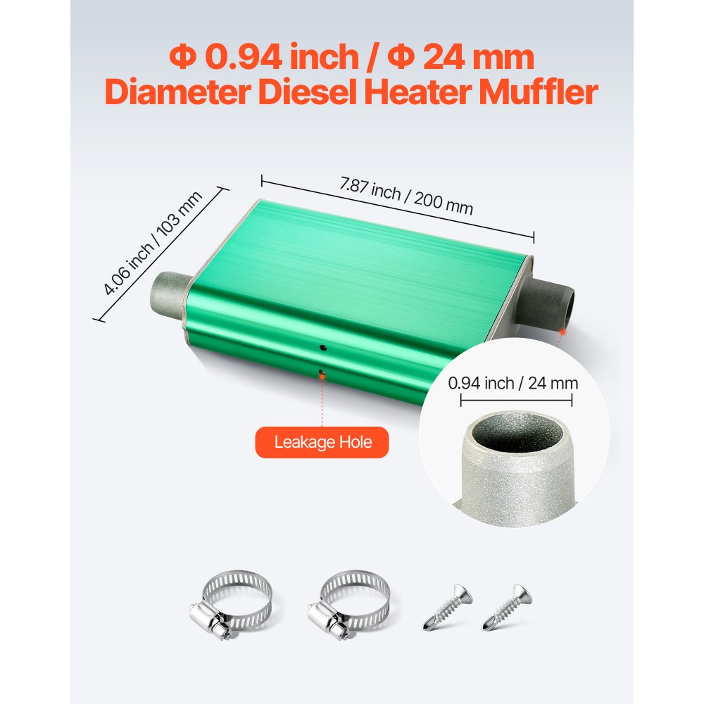 Σιγαστήρας θέρμανσης ντίζελ VEVOR, Αναβάθμιση σιγαστήρα θέρμανσης ντίζελ 24 mm, Σιγαστήρες θέρμανσης στάθμευσης με 2 σφιγκτήρες και βίδες, Αναβαθμισμένος σιγαστήρας εξάτμισης από κράμα αλουμινίου για πετρελαιοκινητήρες 2KW 5KW 8KW Σιγαστήρας θέρμανσης ντίζελ VEVOR, Αναβάθμιση σιγαστήρα θέρμανσης ντίζελ 24 mm, Σιγαστήρες θέρμανσης στάθμευσης με 2 σφιγκτήρες και βίδες, Αναβαθμισμένος σιγαστήρας εξάτμισης από κράμα αλουμινίου για πετρελαιοκινητήρες 2KW 5KW 8KW