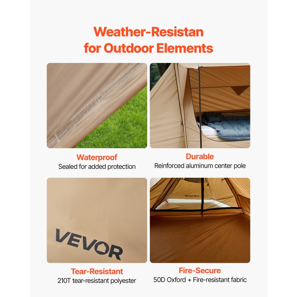 Σκηνή κάμπινγκ VEVOR, ελαφριά σκηνή Bushcraft με υποδοχή σόμπας και 2 στύλους μουσαμάδων, αδιάβροχες χειμερινές σκηνές-στέγαστρα, φορητές σκηνές 4 εποχών για 2 άτομα, πεζοπορία, ψάρεμα, κυνήγι, σακίδιο πλάτης Σκηνή κάμπινγκ VEVOR, ελαφριά σκηνή Bushcraft με υποδοχή σόμπας και 2 στύλους μουσαμάδων, αδιάβροχες χειμερινές σκηνές-στέγαστρα, φορητές σκηνές 4 εποχών για 2 άτομα, πεζοπορία, ψάρεμα, κυνήγι, σακίδιο πλάτης