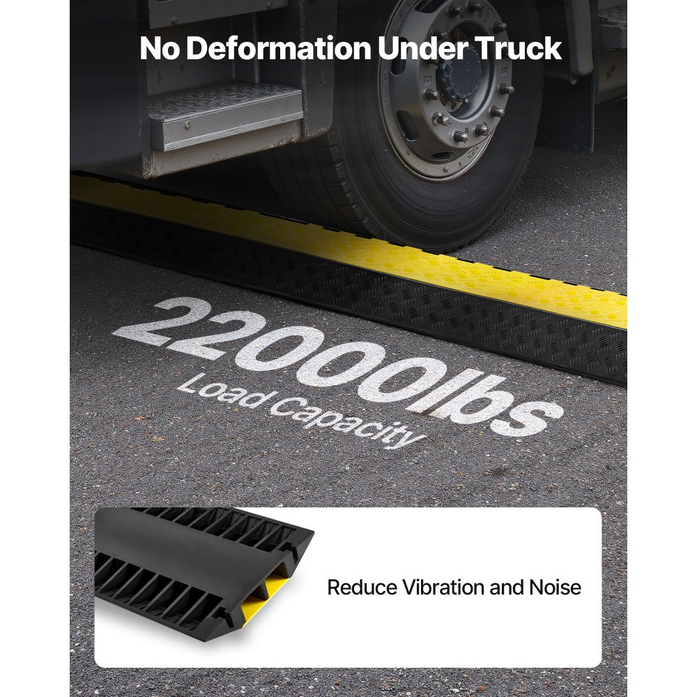 Ράμπα προστασίας καλωδίων VEVOR, χωρητικότητα 9.979 kg/άξονα, κάλυμμα εύκαμπτου σωλήνα από καουτσούκ βαρέως τύπου 2 καναλιών, κανάλι 100 x 75 mm, σαμαράκι ταχύτητας κυκλοφορίας με άνοιγμα στο πάνω μέρος, για εσωτερική και εξωτερική χρήση, 1 τεμάχιο Ράμπα προστασίας καλωδίων VEVOR, χωρητικότητα 9.979 kg/άξονα, κάλυμμα εύκαμπτου σωλήνα από καουτσούκ βαρέως τύπου 2 καναλιών, κανάλι 100 x 75 mm, σαμαράκι ταχύτητας κυκλοφορίας με άνοιγμα στο πάνω μέρος, για εσωτερική και εξωτερική χρήση, 1 τεμάχιο