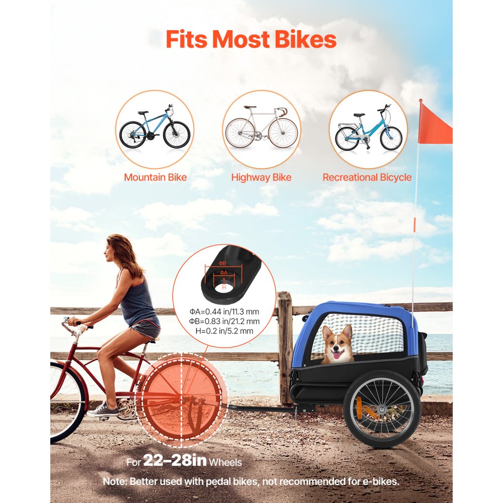 Τρέιλερ ποδηλάτου για σκύλους VEVOR, Υποστηρίζει έως 30 κιλά, Μεταφορά ποδηλάτων για μικρά και μεσαία σκυλιά, Εύκολο πτυσσόμενο πλαίσιο με τροχό γρήγορης απελευθέρωσης, Ζεύκτης ποδηλάτου γενικής χρήσης, Ανακλαστήρας, Σημαία, Εσωτερικό λουρί Τρέιλερ ποδηλάτου για σκύλους VEVOR, Υποστηρίζει έως 30 κιλά, Μεταφορά ποδηλάτων για μικρά και μεσαία σκυλιά, Εύκολο πτυσσόμενο πλαίσιο με τροχό γρήγορης απελευθέρωσης, Ζεύκτης ποδηλάτου γενικής χρήσης, Ανακλαστήρας, Σημαία, Εσωτερικό λουρί