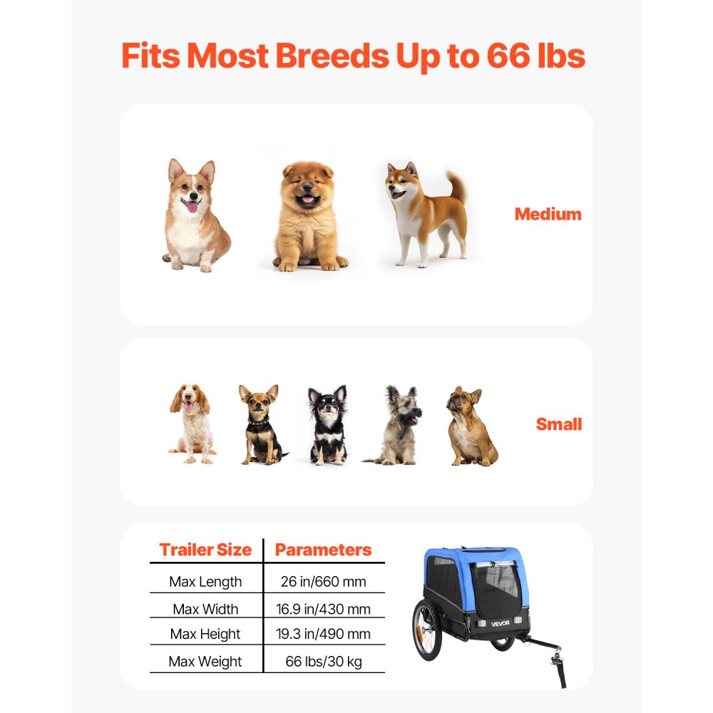 Τρέιλερ ποδηλάτου για σκύλους VEVOR, Υποστηρίζει έως 30 κιλά, Μεταφορά ποδηλάτων για μικρά και μεσαία σκυλιά, Εύκολο πτυσσόμενο πλαίσιο με τροχό γρήγορης απελευθέρωσης, Ζεύκτης ποδηλάτου γενικής χρήσης, Ανακλαστήρας, Σημαία, Εσωτερικό λουρί Τρέιλερ ποδηλάτου για σκύλους VEVOR, Υποστηρίζει έως 30 κιλά, Μεταφορά ποδηλάτων για μικρά και μεσαία σκυλιά, Εύκολο πτυσσόμενο πλαίσιο με τροχό γρήγορης απελευθέρωσης, Ζεύκτης ποδηλάτου γενικής χρήσης, Ανακλαστήρας, Σημαία, Εσωτερικό λουρί