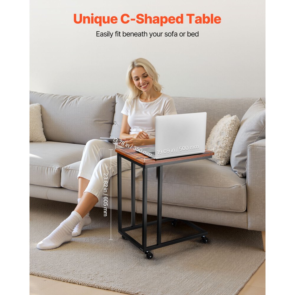 Τραπέζι VEVOR C, Βοηθητικό τραπεζάκι καναπέ σε σχήμα C με μεταλλικό σκελετό και ρολά, Φορητή βάση σε σχήμα C για σαλόνι, υπνοδωμάτιο, γραφείο, βοηθητικά τραπεζάκια φορητού υπολογιστή 19,69 x 13,78 x 23,82 ίντσες, καφέ και μαύρο Τραπέζι VEVOR C, Βοηθητικό τραπεζάκι καναπέ σε σχήμα C με μεταλλικό σκελετό και ρολά, Φορητή βάση σε σχήμα C για σαλόνι, υπνοδωμάτιο, γραφείο, βοηθητικά τραπεζάκια φορητού υπολογιστή 19,69 x 13,78 x 23,82 ίντσες, καφέ και μαύρο