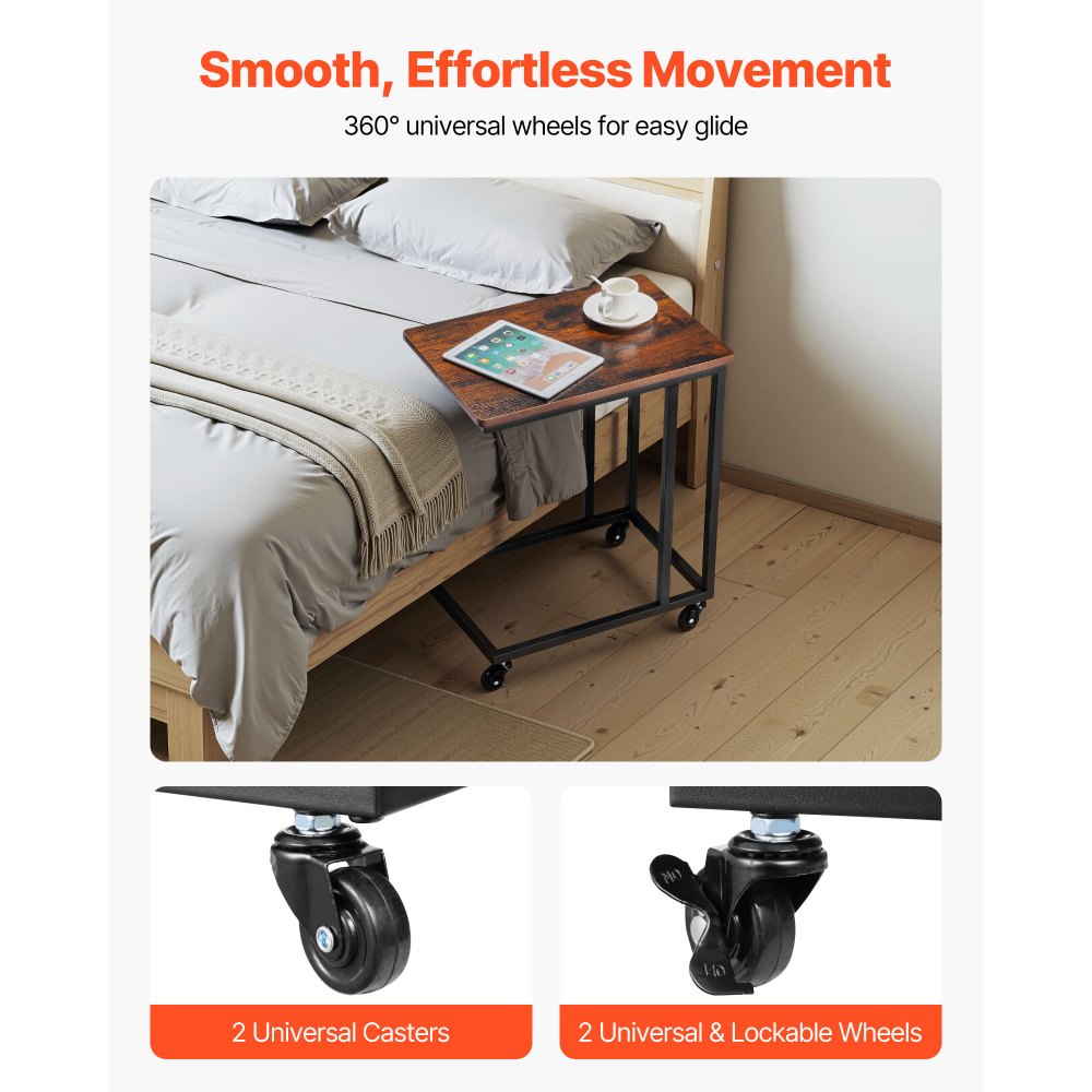 Τραπέζι VEVOR C, Βοηθητικό τραπεζάκι καναπέ σε σχήμα C με μεταλλικό σκελετό και ρολά, Φορητή βάση σε σχήμα C για σαλόνι, υπνοδωμάτιο, γραφείο, βοηθητικά τραπεζάκια φορητού υπολογιστή 19,69 x 13,78 x 23,82 ίντσες, καφέ και μαύρο Τραπέζι VEVOR C, Βοηθητικό τραπεζάκι καναπέ σε σχήμα C με μεταλλικό σκελετό και ρολά, Φορητή βάση σε σχήμα C για σαλόνι, υπνοδωμάτιο, γραφείο, βοηθητικά τραπεζάκια φορητού υπολογιστή 19,69 x 13,78 x 23,82 ίντσες, καφέ και μαύρο