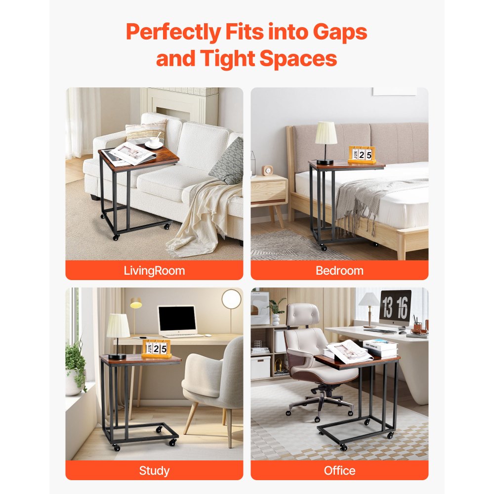 Τραπέζι VEVOR C, Βοηθητικό τραπεζάκι καναπέ σε σχήμα C με μεταλλικό σκελετό και ρολά, Φορητή βάση σε σχήμα C για σαλόνι, υπνοδωμάτιο, γραφείο, βοηθητικά τραπεζάκια φορητού υπολογιστή 19,69 x 13,78 x 23,82 ίντσες, καφέ και μαύρο Τραπέζι VEVOR C, Βοηθητικό τραπεζάκι καναπέ σε σχήμα C με μεταλλικό σκελετό και ρολά, Φορητή βάση σε σχήμα C για σαλόνι, υπνοδωμάτιο, γραφείο, βοηθητικά τραπεζάκια φορητού υπολογιστή 19,69 x 13,78 x 23,82 ίντσες, καφέ και μαύρο