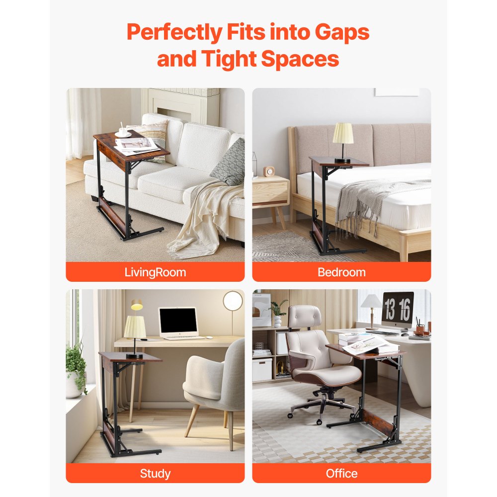 Τραπέζι VEVOR C, Πτυσσόμενο βοηθητικό τραπέζι σε σχήμα C με μεταλλικό σκελετό και ρυθμιζόμενα πόδια, Πτυσσόμενο βοηθητικό τραπέζι σε σχήμα C για σαλόνι, υπνοδωμάτιο, γραφείο, Δίσκος τηλεόρασης σε σχήμα C 23,62 x 14,57 x 27,56 ιντσών, καφέ και μαύρο Τραπέζι VEVOR C, Πτυσσόμενο βοηθητικό τραπέζι σε σχήμα C με μεταλλικό σκελετό και ρυθμιζόμενα πόδια, Πτυσσόμενο βοηθητικό τραπέζι σε σχήμα C για σαλόνι, υπνοδωμάτιο, γραφείο, Δίσκος τηλεόρασης σε σχήμα C 23,62 x 14,57 x 27,56 ιντσών, καφέ και μαύρο