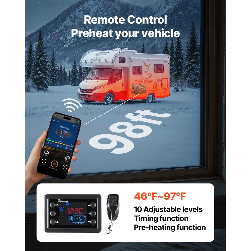 Θερμαντήρας Diesel VEVOR, 8KW, DC 12V/24V, Φορητός Αεροθερμαντήρας Diesel Όλα σε Ένα με Έλεγχο Bluetooth APP, Τηλεχειριστήριο και Οθόνη LCD, Ρεζερβουάρ Καυσίμου 7 L για Φορτηγά, Φορτηγάκια, RV, Τροχόσπιτα και Γκαράζ Θερμαντήρας Diesel VEVOR, 8KW, DC 12V/24V, Φορητός Αεροθερμαντήρας Diesel Όλα σε Ένα με Έλεγχο Bluetooth APP, Τηλεχειριστήριο και Οθόνη LCD, Ρεζερβουάρ Καυσίμου 7 L για Φορτηγά, Φορτηγάκια, RV, Τροχόσπιτα και Γκαράζ