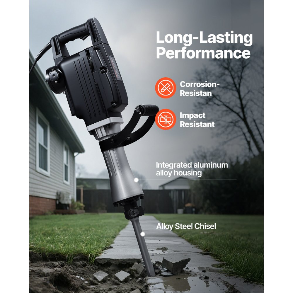 Σφυρί κατεδάφισης VEVOR, Ισχυρό ηλεκτρικό σφυρί 2800 W, Θραυστήρας σκυροδέματος 1200 BPM με αιχμηρή καλέμι, επίπεδη καλέμι, θήκη μεταφοράς, γάντια, για σκυρόδεμα, τοίχο, τούβλο, πλακάκια και θεμέλια Σφυρί κατεδάφισης VEVOR, Ισχυρό ηλεκτρικό σφυρί 2800 W, Θραυστήρας σκυροδέματος 1200 BPM με αιχμηρή καλέμι, επίπεδη καλέμι, θήκη μεταφοράς, γάντια, για σκυρόδεμα, τοίχο, τούβλο, πλακάκια και θεμέλια