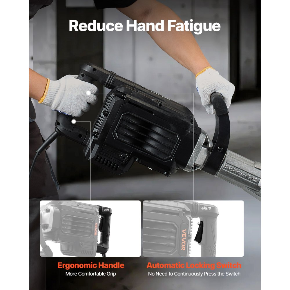 Σφυρί κατεδάφισης VEVOR, Ισχυρό ηλεκτρικό σφυρί 3000 W, Θραυστήρας σκυροδέματος 1700 BPM με αιχμηρή σμίλη, Θήκη μεταφοράς, Γάντια, Προστατευτικά γυαλιά, για σκυρόδεμα, τοίχο, τούβλο, πλακάκια και θεμέλια Σφυρί κατεδάφισης VEVOR, Ισχυρό ηλεκτρικό σφυρί 3000 W, Θραυστήρας σκυροδέματος 1700 BPM με αιχμηρή σμίλη, Θήκη μεταφοράς, Γάντια, Προστατευτικά γυαλιά, για σκυρόδεμα, τοίχο, τούβλο, πλακάκια και θεμέλια