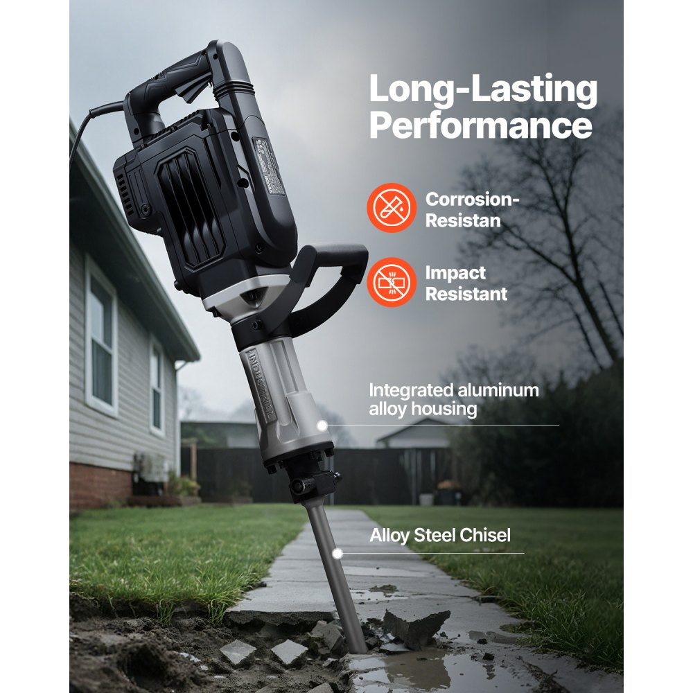 Σφυρί κατεδάφισης VEVOR, Ισχυρό ηλεκτρικό σφυρί 3000 W, Θραυστήρας σκυροδέματος 1700 BPM με αιχμηρή σμίλη, Θήκη μεταφοράς, Γάντια, Προστατευτικά γυαλιά, για σκυρόδεμα, τοίχο, τούβλο, πλακάκια και θεμέλια Σφυρί κατεδάφισης VEVOR, Ισχυρό ηλεκτρικό σφυρί 3000 W, Θραυστήρας σκυροδέματος 1700 BPM με αιχμηρή σμίλη, Θήκη μεταφοράς, Γάντια, Προστατευτικά γυαλιά, για σκυρόδεμα, τοίχο, τούβλο, πλακάκια και θεμέλια