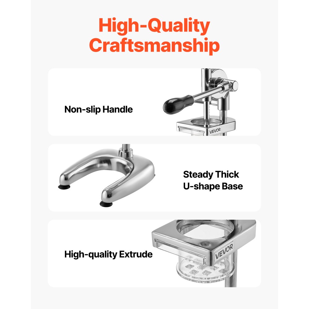 Κόφτης Τηγανητών Πατατιών VEVOR Επαγγελματικός, Στίφτης για Λωρίδες Τηγανητής Πατάτας από Ανοξείδωτο Ατσάλι, Μακριά Μηχανή Τηγανητών Πατατιών με Εξωθητή, Χειροκίνητο Στίφτη Πουρών Πατάτας για Εστιατόρια & Οικιακή Κουζίνα Κόφτης Τηγανητών Πατατιών VEVOR Επαγγελματικός, Στίφτης για Λωρίδες Τηγανητής Πατάτας από Ανοξείδωτο Ατσάλι, Μακριά Μηχανή Τηγανητών Πατατιών με Εξωθητή, Χειροκίνητο Στίφτη Πουρών Πατάτας για Εστιατόρια & Οικιακή Κουζίνα