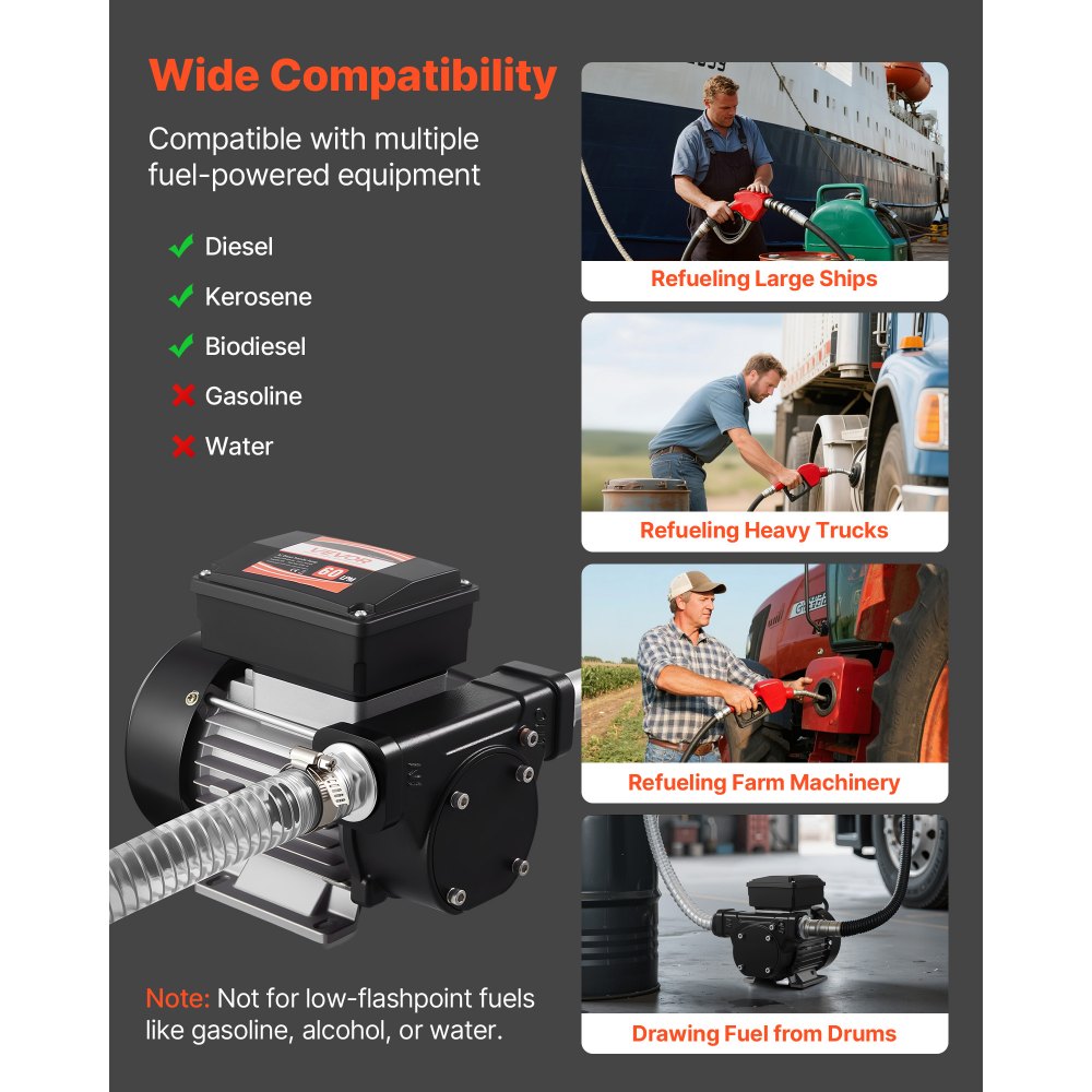 Αντλία Μεταφοράς Καυσίμου VEVOR 230V, 16 GPM 60 L/min, Ηλεκτρική Αντλία Μεταφοράς Λαδιού AC για Ντίζελ Κηροζίνη Βιοντίζελ, με Αυτόματο Ακροφύσιο Καυσίμου & 2 Σωλήνες, Μέγιστη Ανύψωση 45 ft/13,7 m, για Οχήματα, Εργοτάξια Αντλία Μεταφοράς Καυσίμου VEVOR 230V, 16 GPM 60 L/min, Ηλεκτρική Αντλία Μεταφοράς Λαδιού AC για Ντίζελ Κηροζίνη Βιοντίζελ, με Αυτόματο Ακροφύσιο Καυσίμου & 2 Σωλήνες, Μέγιστη Ανύψωση 45 ft/13,7 m, για Οχήματα, Εργοτάξια