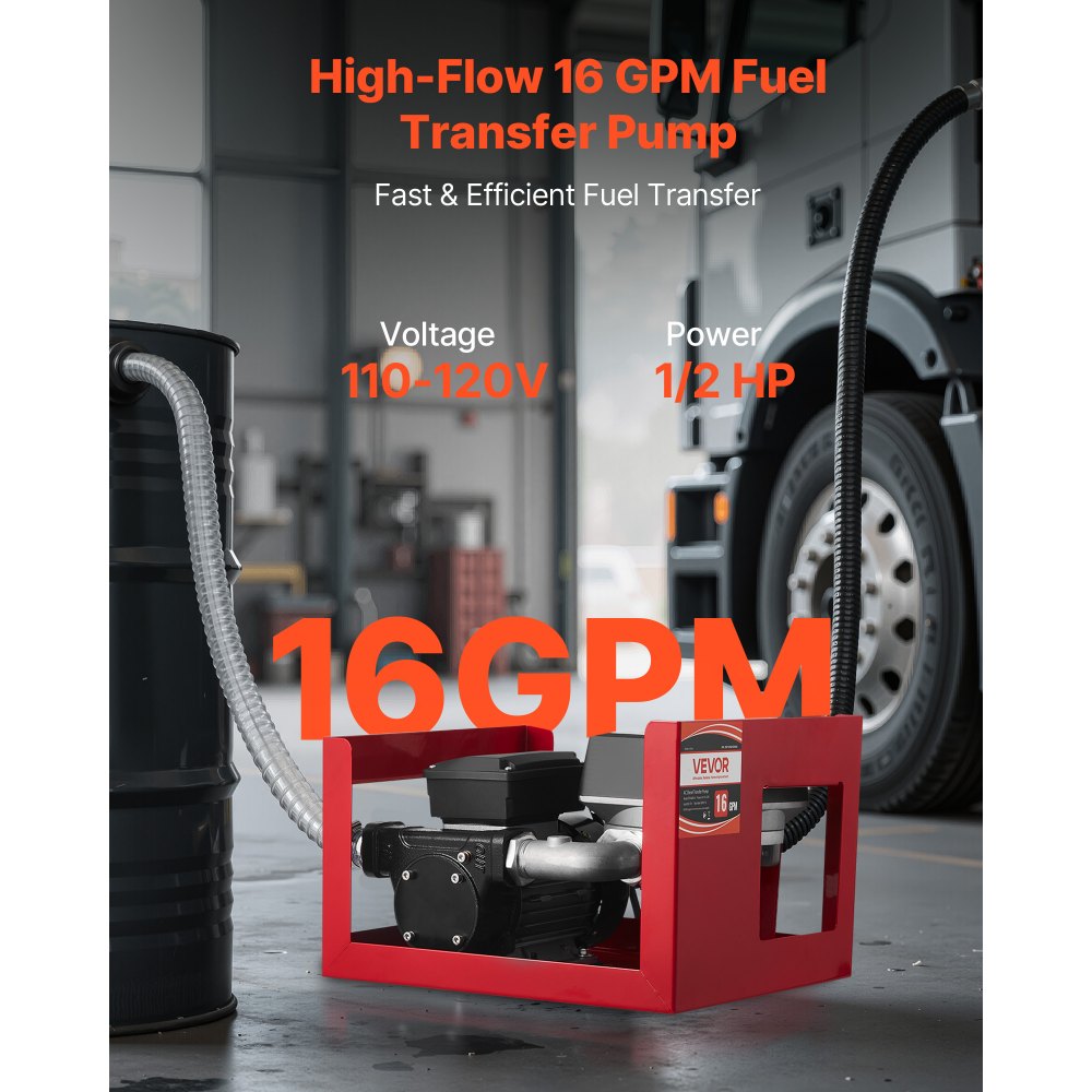 Αντλία Μεταφοράς Καυσίμου VEVOR 230V, 16 GPM 60 L/min, Ηλεκτρική Αντλία Μεταφοράς Λαδιού AC για Ντίζελ, Κηροζίνη, Βιοντίζελ, με Μετρητή, Αυτόματο Ακροφύσιο Καυσίμου & 2 Σωλήνες, Ανύψωση 45 ft/13,7 m, για Οχήματα, Εργοτάξια Αντλία Μεταφοράς Καυσίμου VEVOR 230V, 16 GPM 60 L/min, Ηλεκτρική Αντλία Μεταφοράς Λαδιού AC για Ντίζελ, Κηροζίνη, Βιοντίζελ, με Μετρητή, Αυτόματο Ακροφύσιο Καυσίμου & 2 Σωλήνες, Ανύψωση 45 ft/13,7 m, για Οχήματα, Εργοτάξια