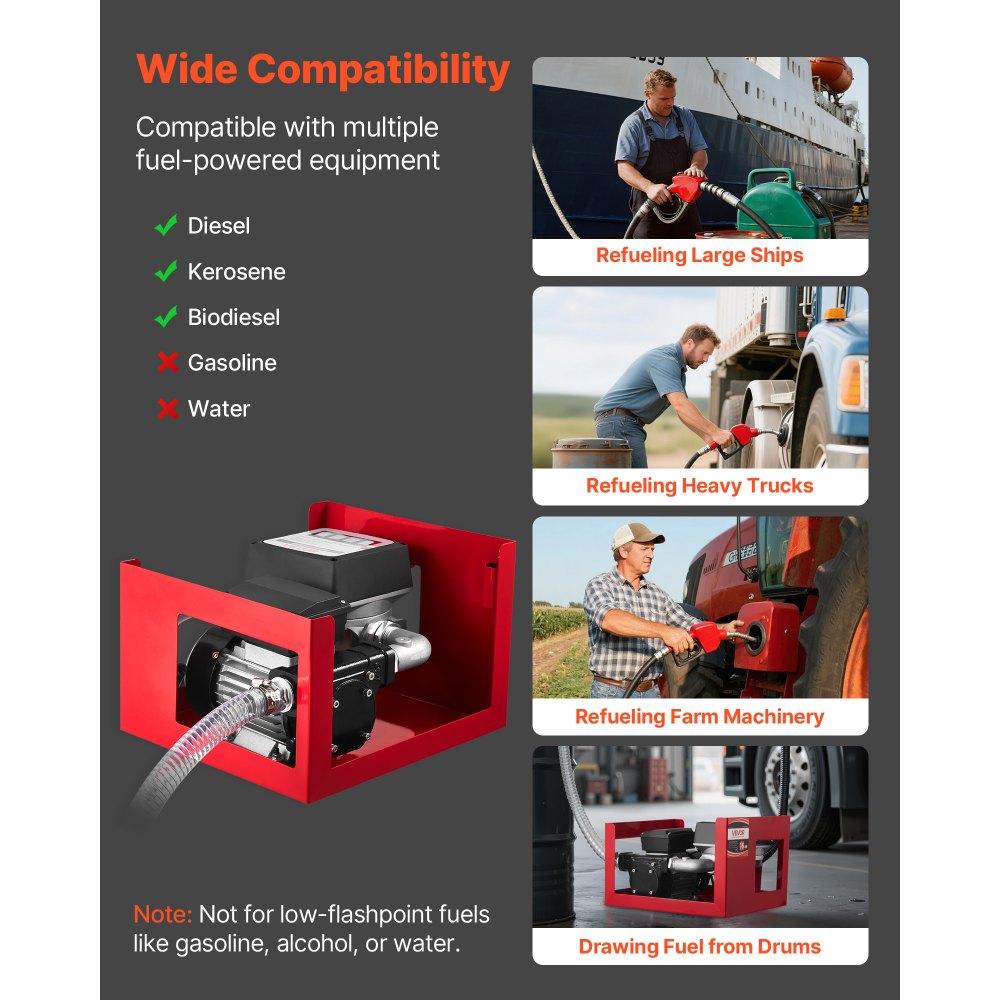 Αντλία Μεταφοράς Καυσίμου VEVOR 230V, 16 GPM 60 L/min, Ηλεκτρική Αντλία Μεταφοράς Λαδιού AC για Ντίζελ, Κηροζίνη, Βιοντίζελ, με Μετρητή, Αυτόματο Ακροφύσιο Καυσίμου & 2 Σωλήνες, Ανύψωση 45 ft/13,7 m, για Οχήματα, Εργοτάξια Αντλία Μεταφοράς Καυσίμου VEVOR 230V, 16 GPM 60 L/min, Ηλεκτρική Αντλία Μεταφοράς Λαδιού AC για Ντίζελ, Κηροζίνη, Βιοντίζελ, με Μετρητή, Αυτόματο Ακροφύσιο Καυσίμου & 2 Σωλήνες, Ανύψωση 45 ft/13,7 m, για Οχήματα, Εργοτάξια