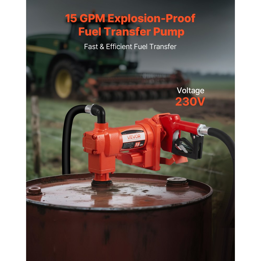 Αντλία μεταφοράς καυσίμου VEVOR 230V, 15 GPM 57 L/min, ηλεκτρική αντλία μεταφοράς λαδιού AC, με ακροφύσιο καυσίμου αυτόματης απενεργοποίησης και εύκαμπτο σωλήνα εκκένωσης, κιτ υψηλής ροής για βενζίνη, ντίζελ, κηροζίνη, βιοντίζελ, μείγματα αιθανόλης Αντλία μεταφοράς καυσίμου VEVOR 230V, 15 GPM 57 L/min, ηλεκτρική αντλία μεταφοράς λαδιού AC, με ακροφύσιο καυσίμου αυτόματης απενεργοποίησης και εύκαμπτο σωλήνα εκκένωσης, κιτ υψηλής ροής για βενζίνη, ντίζελ, κηροζίνη, βιοντίζελ, μείγματα αιθανόλης
