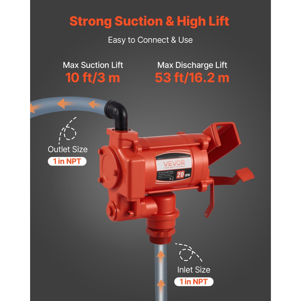 Αντλία μεταφοράς καυσίμου VEVOR 230V, 20 GPM 76 L/min, ηλεκτρική αντλία μεταφοράς λαδιού AC, με ακροφύσιο καυσίμου αυτόματης απενεργοποίησης και εύκαμπτο σωλήνα εκκένωσης, κιτ υψηλής ροής για βενζίνη, ντίζελ, κηροζίνη, βιοντίζελ, μείγματα αιθανόλης Αντλία μεταφοράς καυσίμου VEVOR 230V, 20 GPM 76 L/min, ηλεκτρική αντλία μεταφοράς λαδιού AC, με ακροφύσιο καυσίμου αυτόματης απενεργοποίησης και εύκαμπτο σωλήνα εκκένωσης, κιτ υψηλής ροής για βενζίνη, ντίζελ, κηροζίνη, βιοντίζελ, μείγματα αιθανόλης