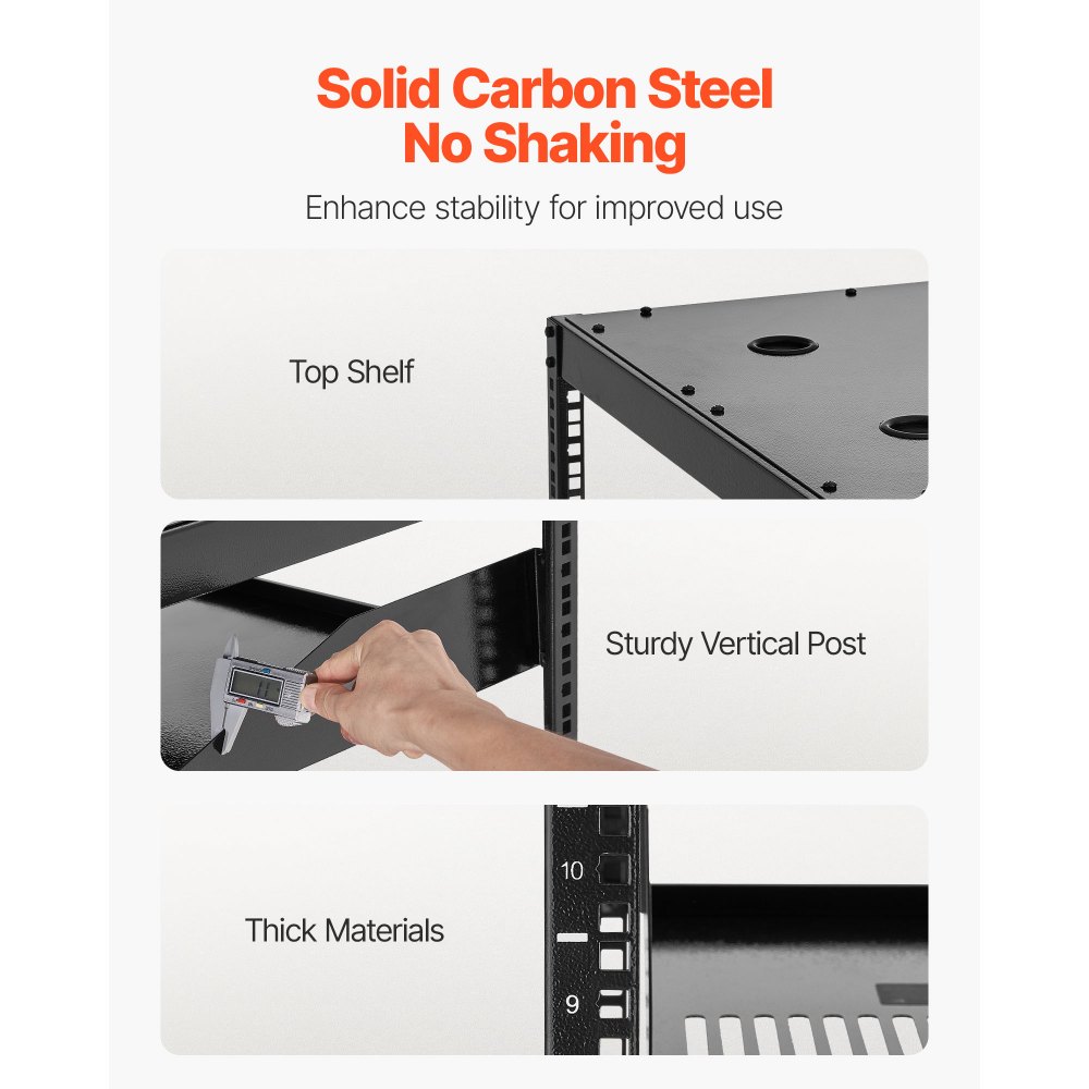 Rack δικτύου VEVOR 10U ανοιχτού πλαισίου, βάθους 585 mm, επιτοίχιο ή επιδαπέδιο, βαρέως τύπου 4 θέσεων, με αεριζόμενα ράφια και υλικό στήριξης, χωράει όλο τον εξοπλισμό δικτύωσης IT και τον εξοπλισμό AV. Rack δικτύου VEVOR 10U ανοιχτού πλαισίου, βάθους 585 mm, επιτοίχιο ή επιδαπέδιο, βαρέως τύπου 4 θέσεων, με αεριζόμενα ράφια και υλικό στήριξης, χωράει όλο τον εξοπλισμό δικτύωσης IT και τον εξοπλισμό AV.