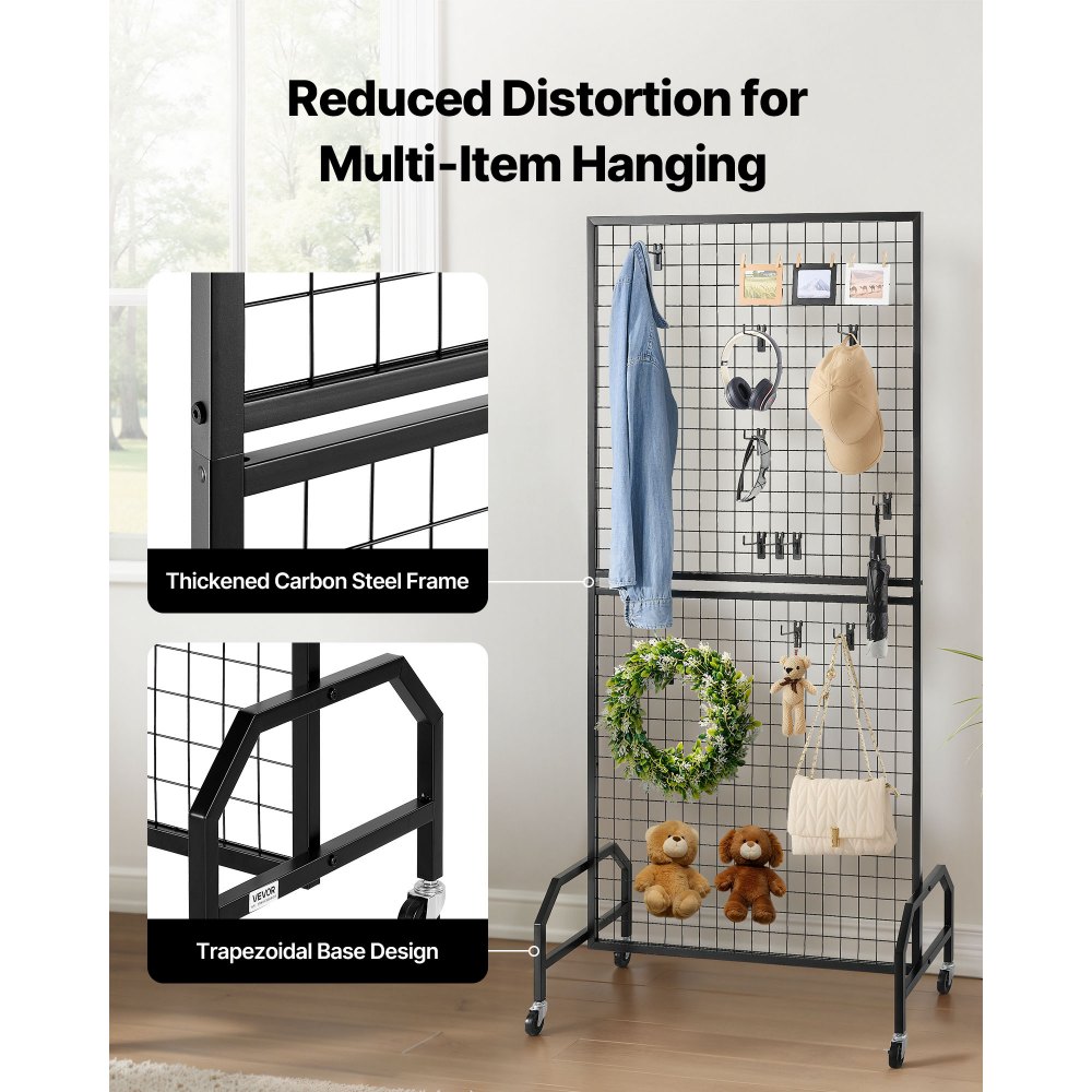 Πακέτα 2 πάνελ τοίχου VEVOR με πλέγμα, ράφι προβολής πάνελ συρμάτινου πλέγματος 898 x 1798 mm, κινητό ράφι προβολής έργων τέχνης με ρόδες και 10 γάντζους, μαύρο πλέγμα από ανθρακούχο χάλυβα για έκθεση χειροτεχνίας, διακόσμηση, αποθήκευση, πίνακα ανακοινώσεων Πακέτα 2 πάνελ τοίχου VEVOR με πλέγμα, ράφι προβολής πάνελ συρμάτινου πλέγματος 898 x 1798 mm, κινητό ράφι προβολής έργων τέχνης με ρόδες και 10 γάντζους, μαύρο πλέγμα από ανθρακούχο χάλυβα για έκθεση χειροτεχνίας, διακόσμηση, αποθήκευση, πίνακα ανακοινώσεων