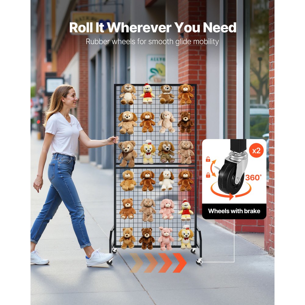 Πακέτα 2 πάνελ τοίχου VEVOR με πλέγμα, ράφι προβολής πάνελ συρμάτινου πλέγματος 898 x 1798 mm, κινητό ράφι προβολής έργων τέχνης με ρόδες και 10 γάντζους, μαύρο πλέγμα από ανθρακούχο χάλυβα για έκθεση χειροτεχνίας, διακόσμηση, αποθήκευση, πίνακα ανακοινώσεων Πακέτα 2 πάνελ τοίχου VEVOR με πλέγμα, ράφι προβολής πάνελ συρμάτινου πλέγματος 898 x 1798 mm, κινητό ράφι προβολής έργων τέχνης με ρόδες και 10 γάντζους, μαύρο πλέγμα από ανθρακούχο χάλυβα για έκθεση χειροτεχνίας, διακόσμηση, αποθήκευση, πίνακα ανακοινώσεων